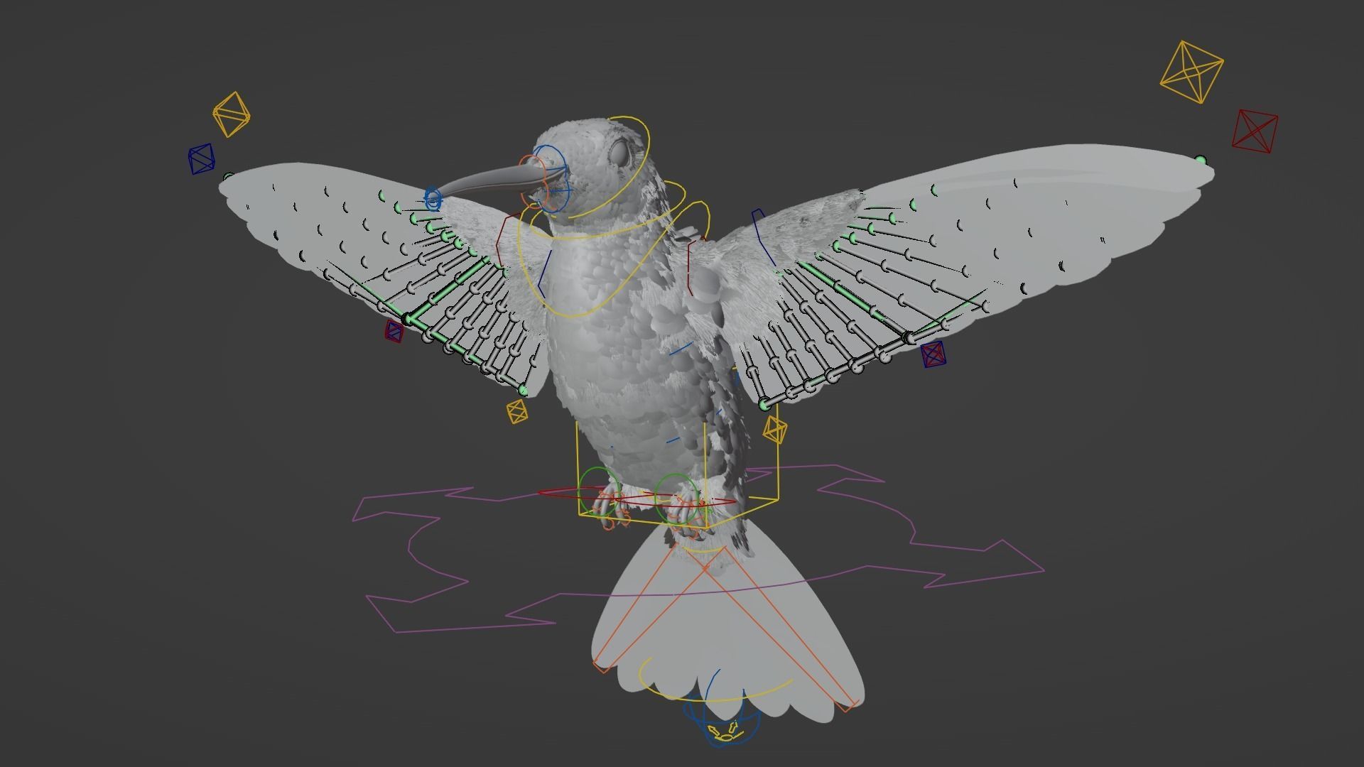 Hummingbird  Low-poly 3D model_6