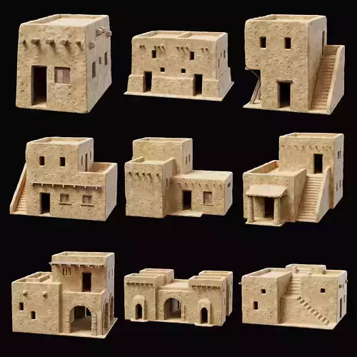 ANCIENT GENERIC CLAY HOUSES BUILDING DESERT EGYPT AAA COLLECTION Low-poly 3D model