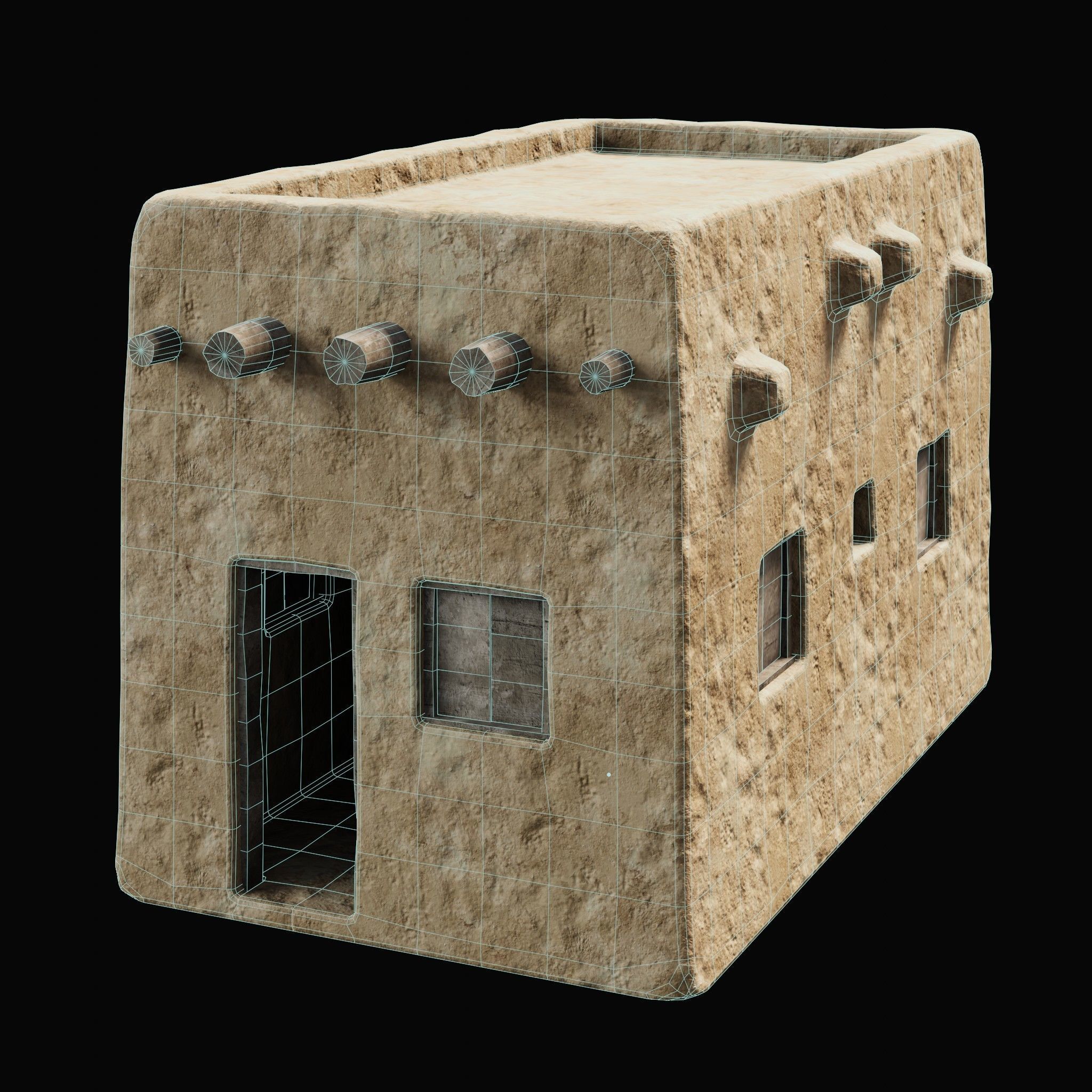 ANCIENT GENERIC CLAY HOUSES BUILDING DESERT EGYPT AAA COLLECTION Low-poly 3D model_4