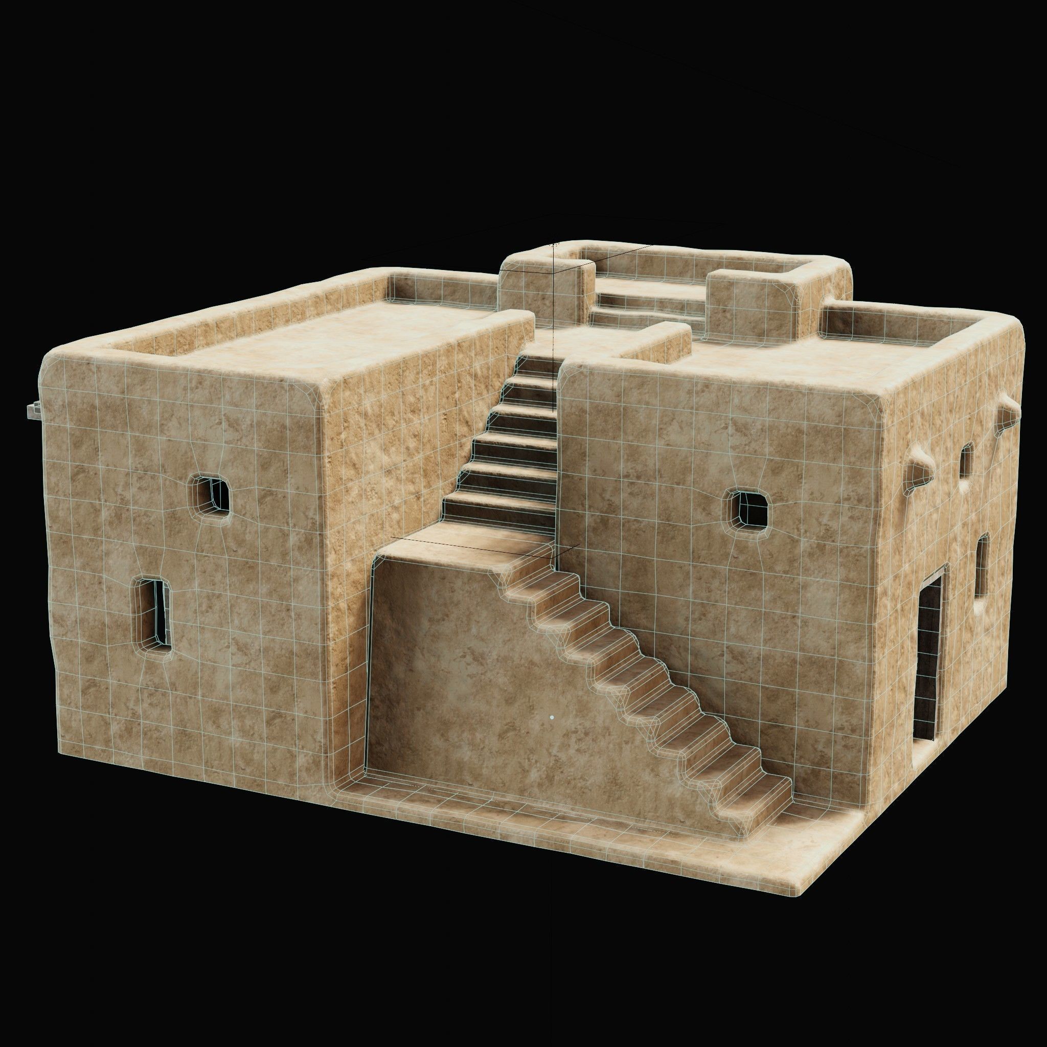 ANCIENT GENERIC CLAY HOUSES BUILDING DESERT EGYPT AAA COLLECTION Low-poly 3D model_36