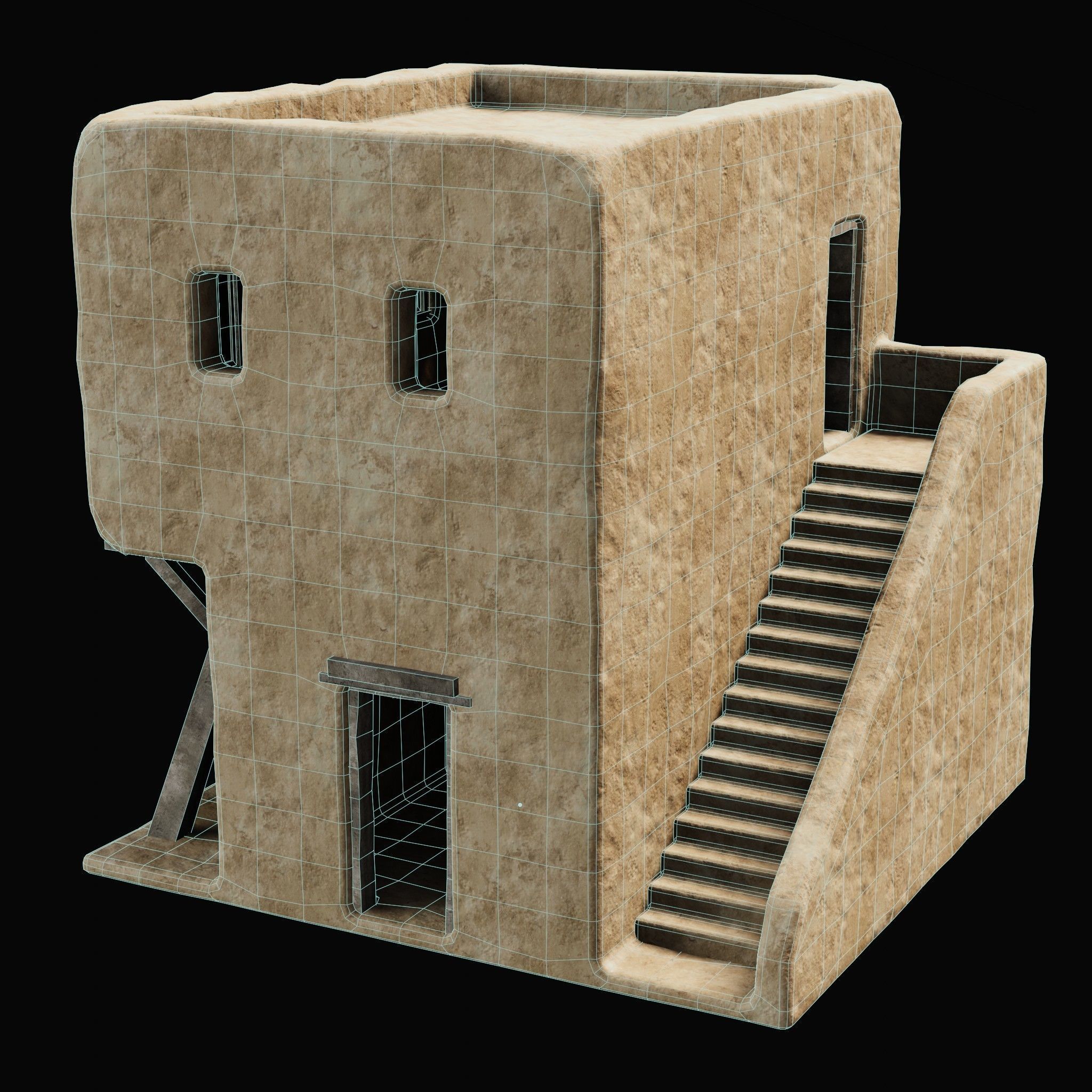 ANCIENT GENERIC CLAY HOUSES BUILDING DESERT EGYPT AAA COLLECTION Low-poly 3D model_12