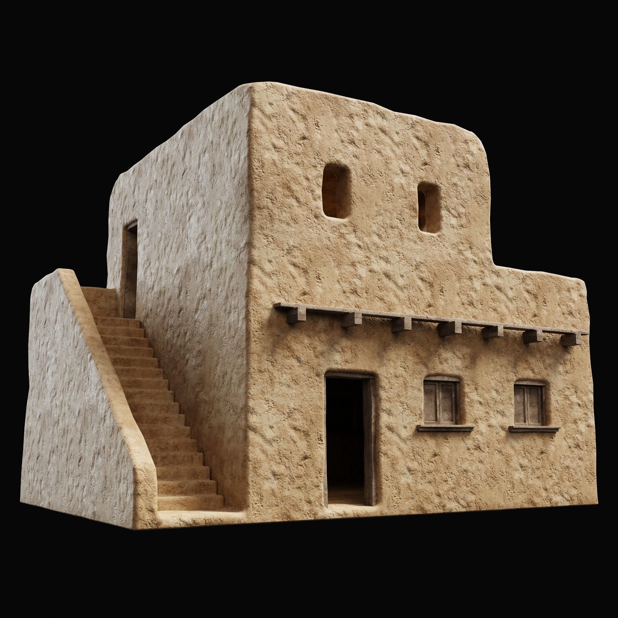 ANCIENT GENERIC CLAY HOUSES BUILDING DESERT EGYPT AAA COLLECTION Low-poly 3D model_15