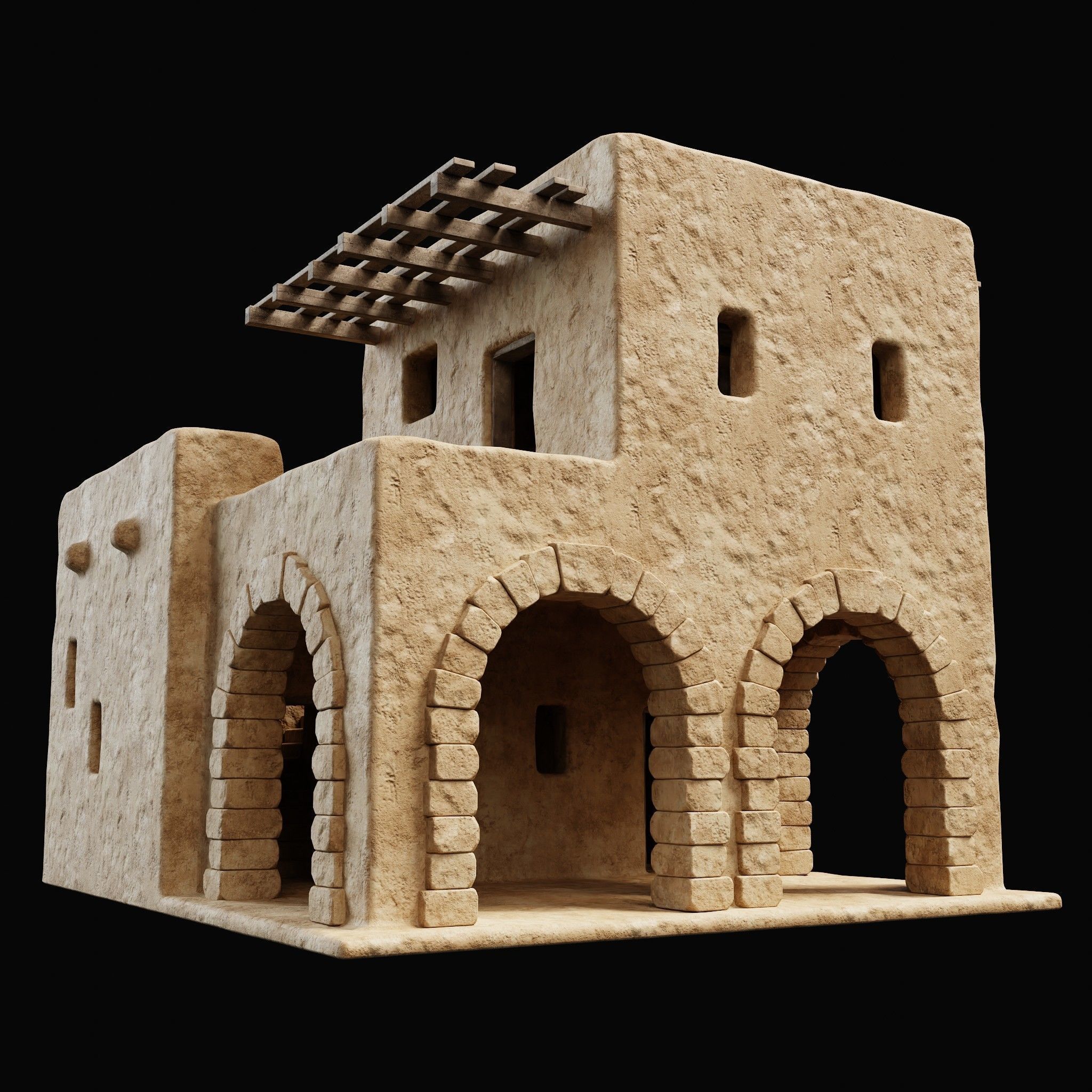 ANCIENT GENERIC CLAY HOUSES BUILDING DESERT EGYPT AAA COLLECTION Low-poly 3D model_27