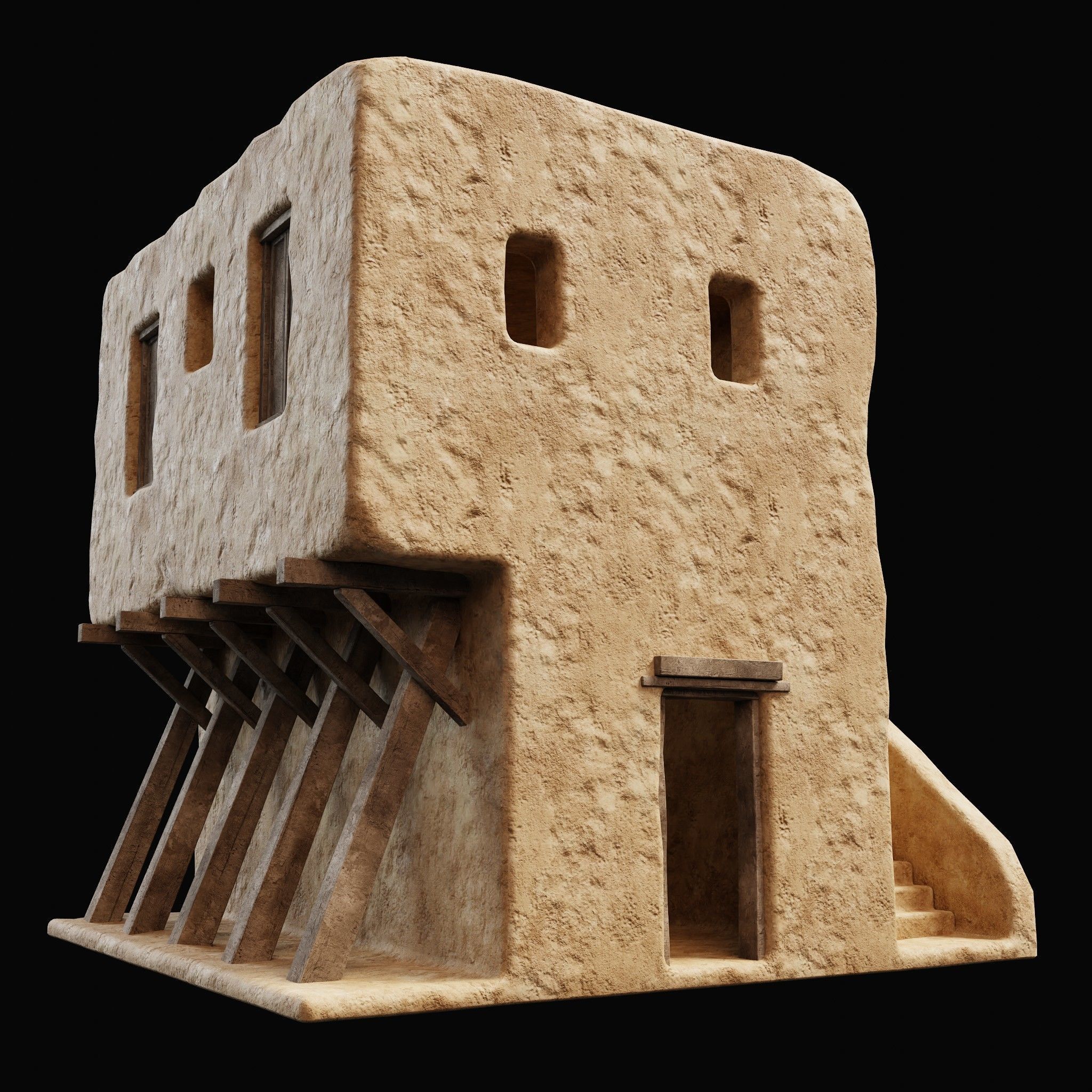 ANCIENT GENERIC CLAY HOUSES BUILDING DESERT EGYPT AAA COLLECTION Low-poly 3D model_11