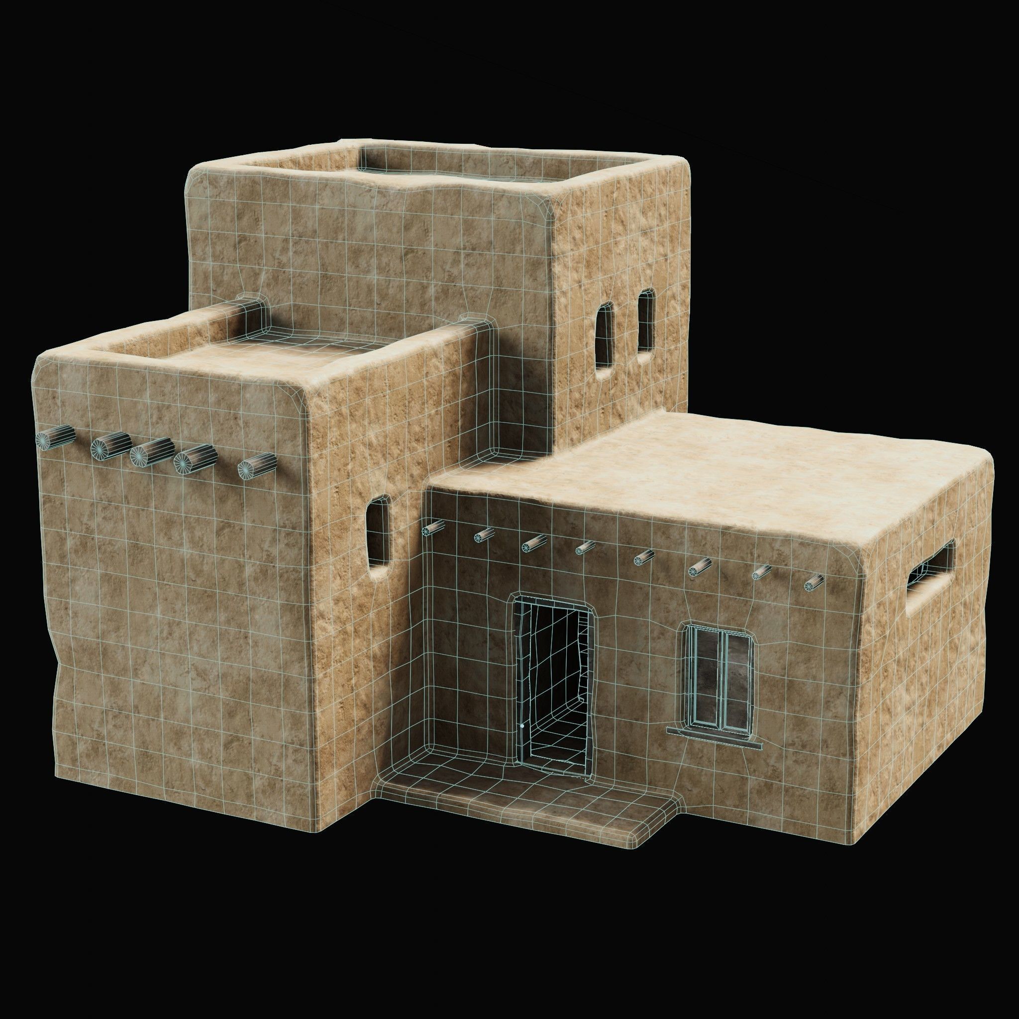 ANCIENT GENERIC CLAY HOUSES BUILDING DESERT EGYPT AAA COLLECTION Low-poly 3D model_20