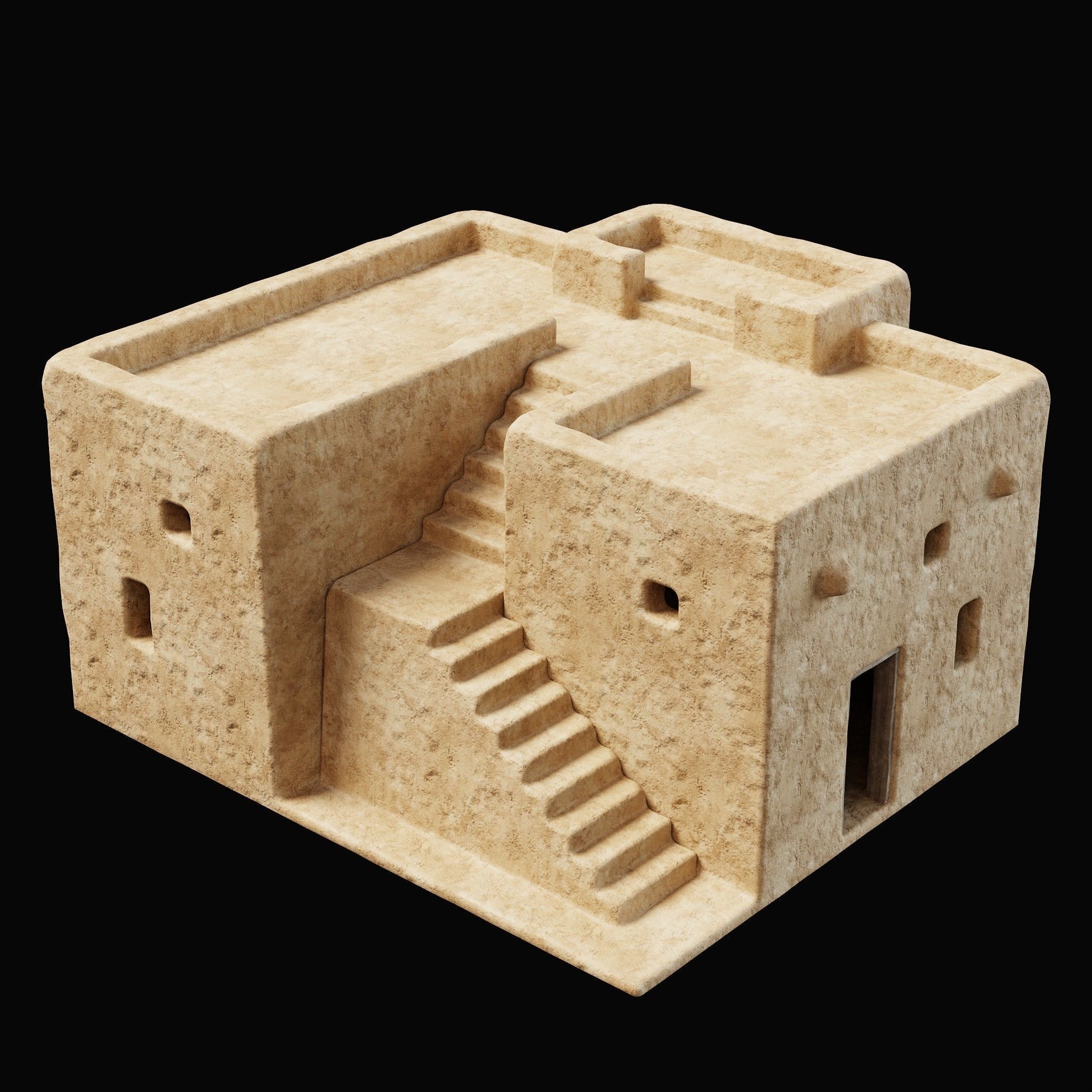 ANCIENT GENERIC CLAY HOUSES BUILDING DESERT EGYPT AAA COLLECTION Low-poly 3D model_34