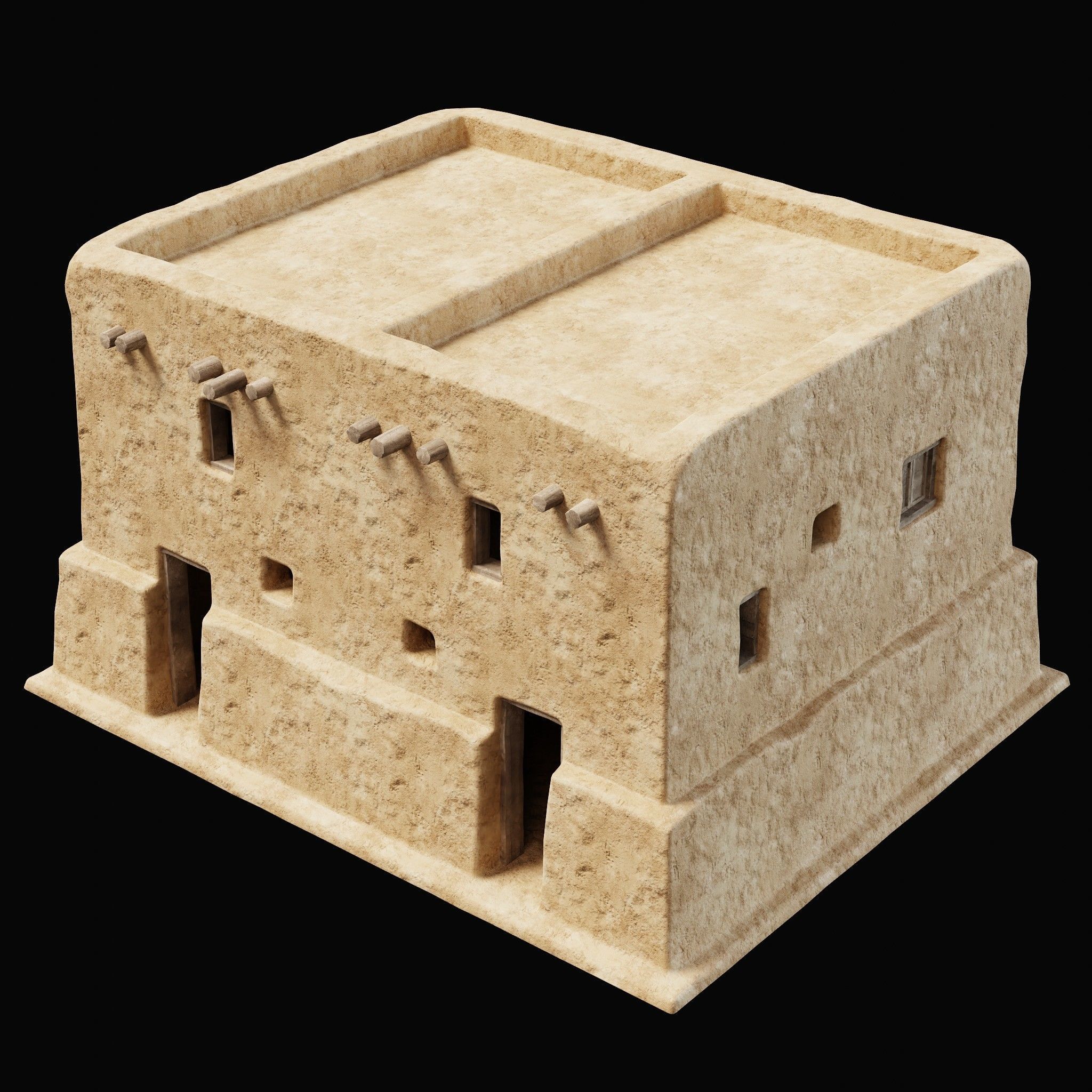 ANCIENT GENERIC CLAY HOUSES BUILDING DESERT EGYPT AAA COLLECTION Low-poly 3D model_6