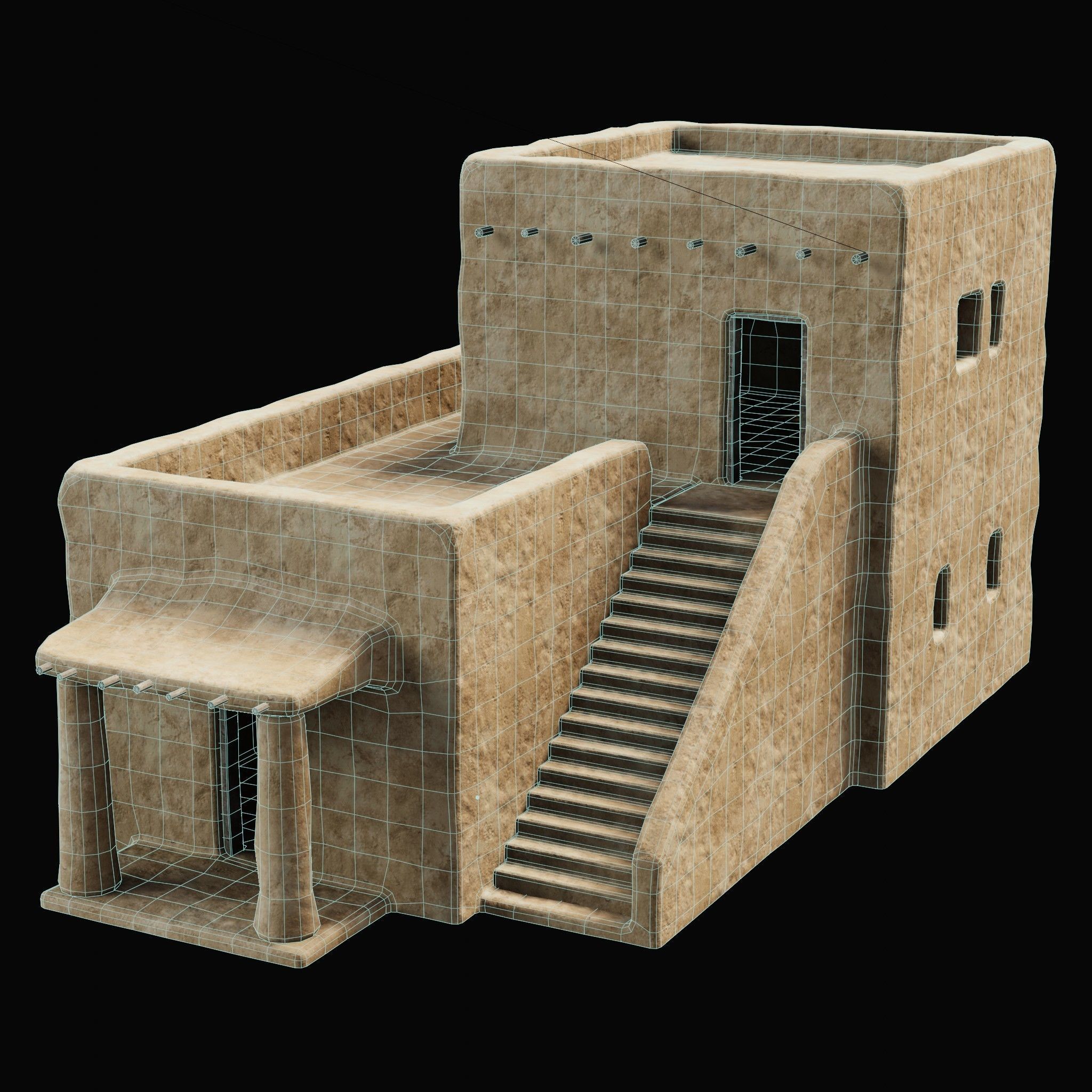 ANCIENT GENERIC CLAY HOUSES BUILDING DESERT EGYPT AAA COLLECTION Low-poly 3D model_24