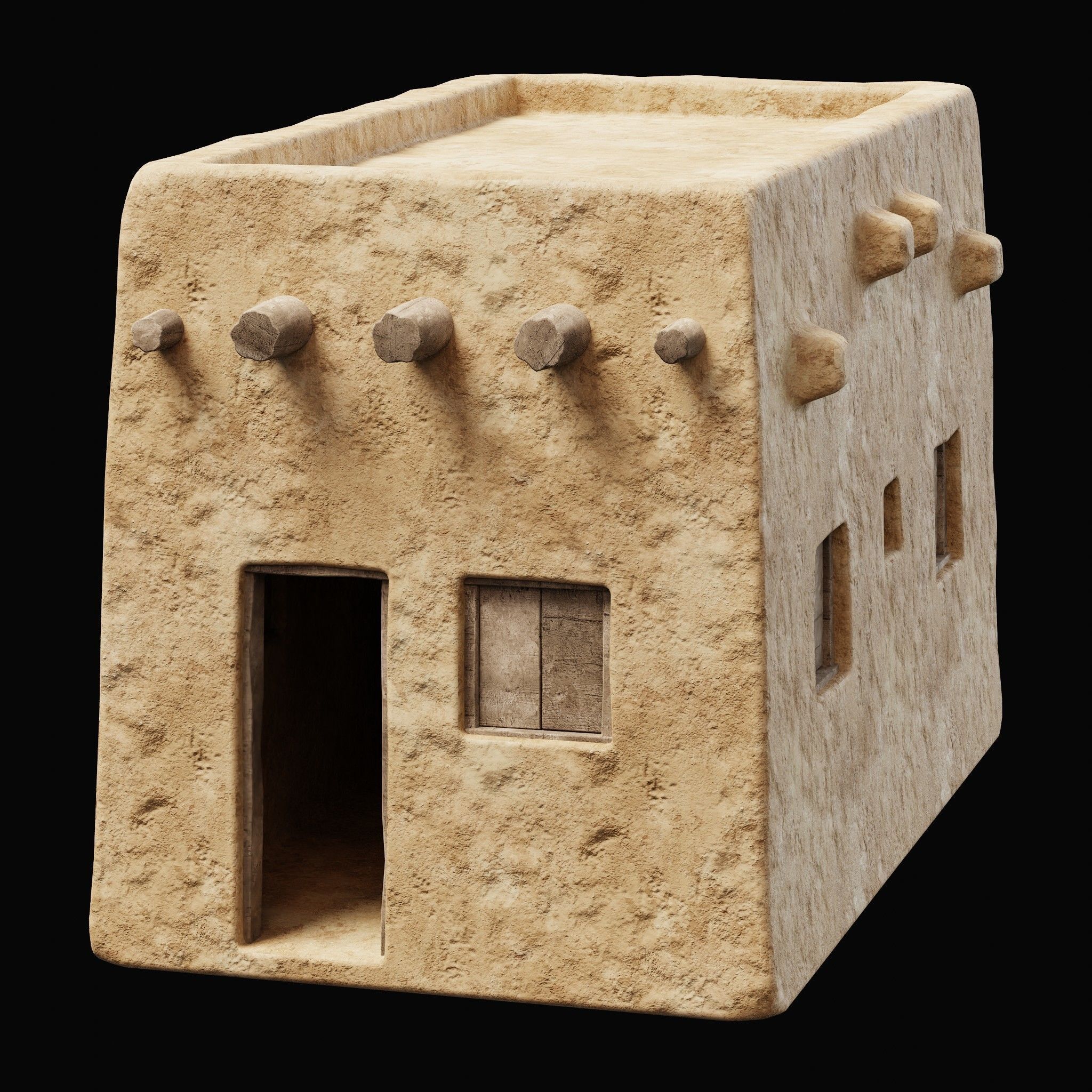 ANCIENT GENERIC CLAY HOUSES BUILDING DESERT EGYPT AAA COLLECTION Low-poly 3D model_1