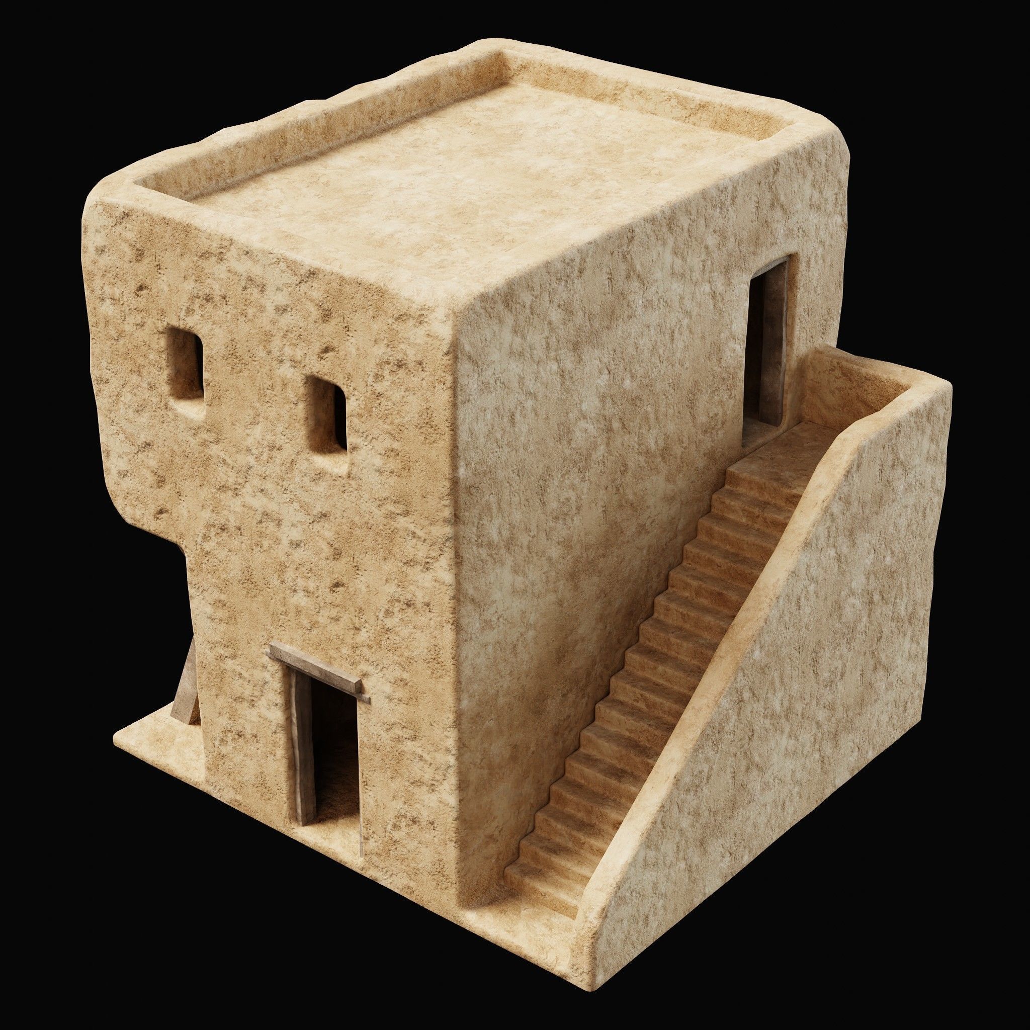 ANCIENT GENERIC CLAY HOUSES BUILDING DESERT EGYPT AAA COLLECTION Low-poly 3D model_10