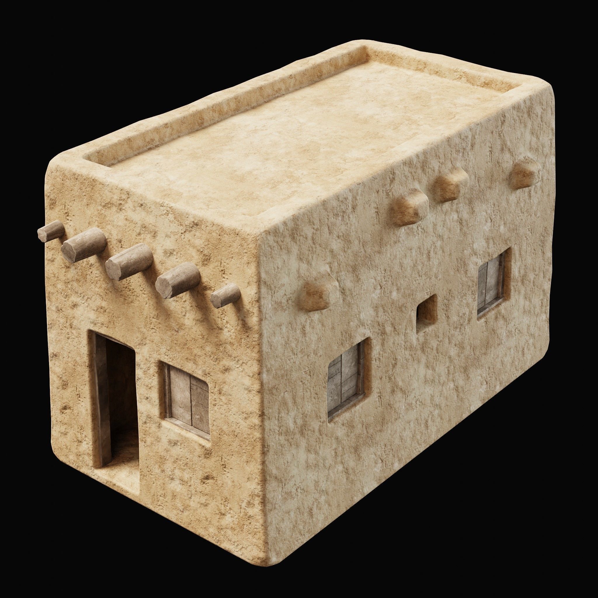 ANCIENT GENERIC CLAY HOUSES BUILDING DESERT EGYPT AAA COLLECTION Low-poly 3D model_2