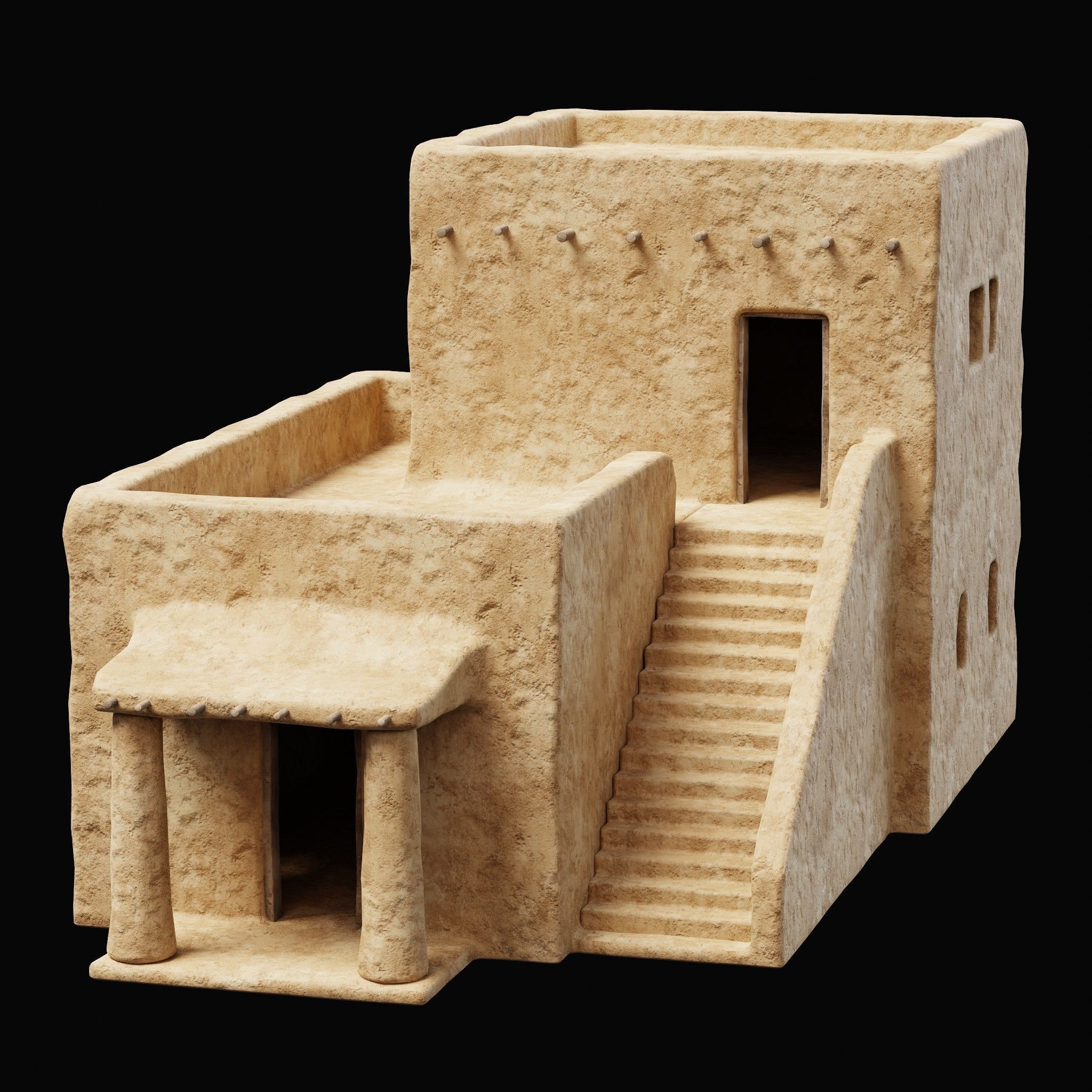 ANCIENT GENERIC CLAY HOUSES BUILDING DESERT EGYPT AAA COLLECTION Low-poly 3D model_21