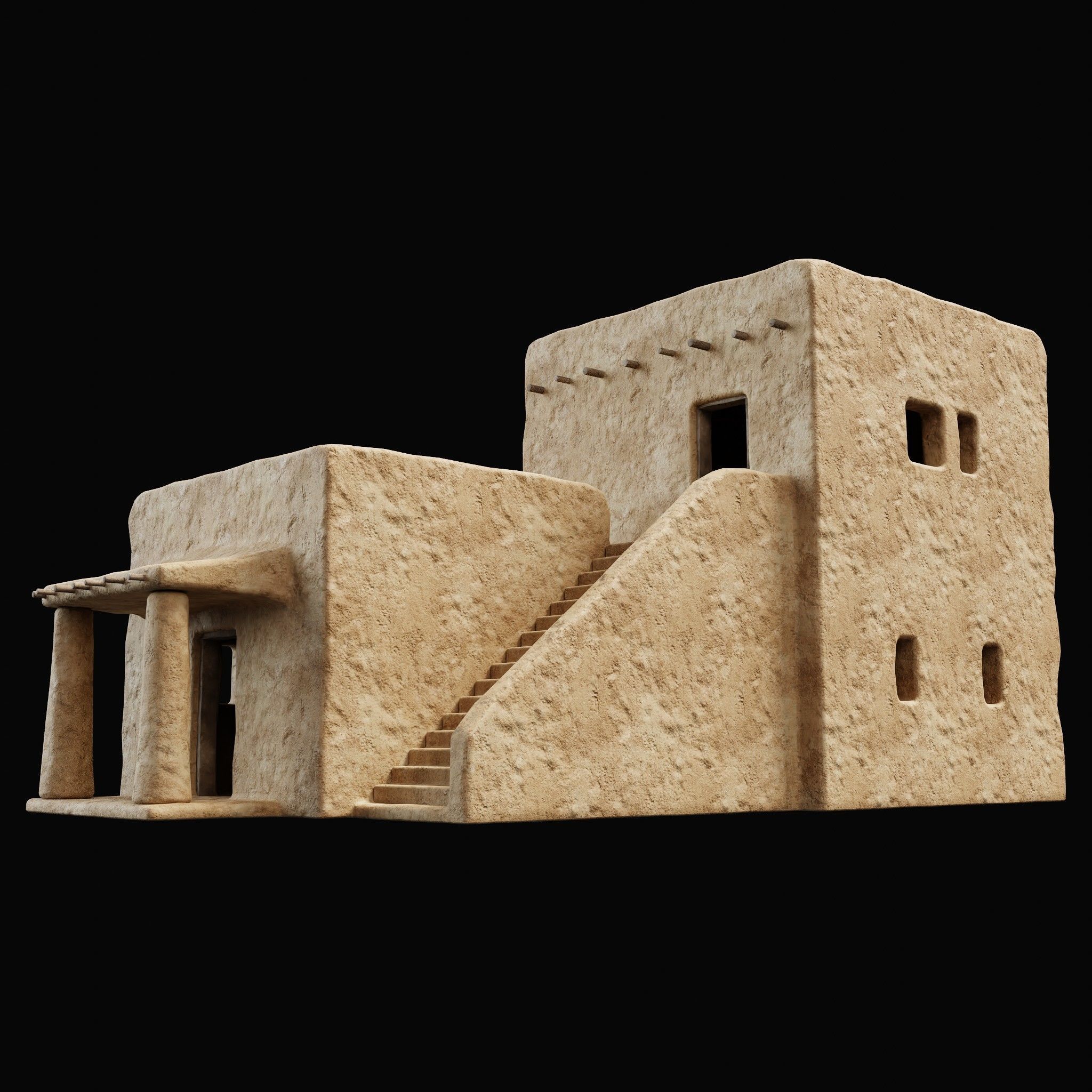 ANCIENT GENERIC CLAY HOUSES BUILDING DESERT EGYPT AAA COLLECTION Low-poly 3D model_23