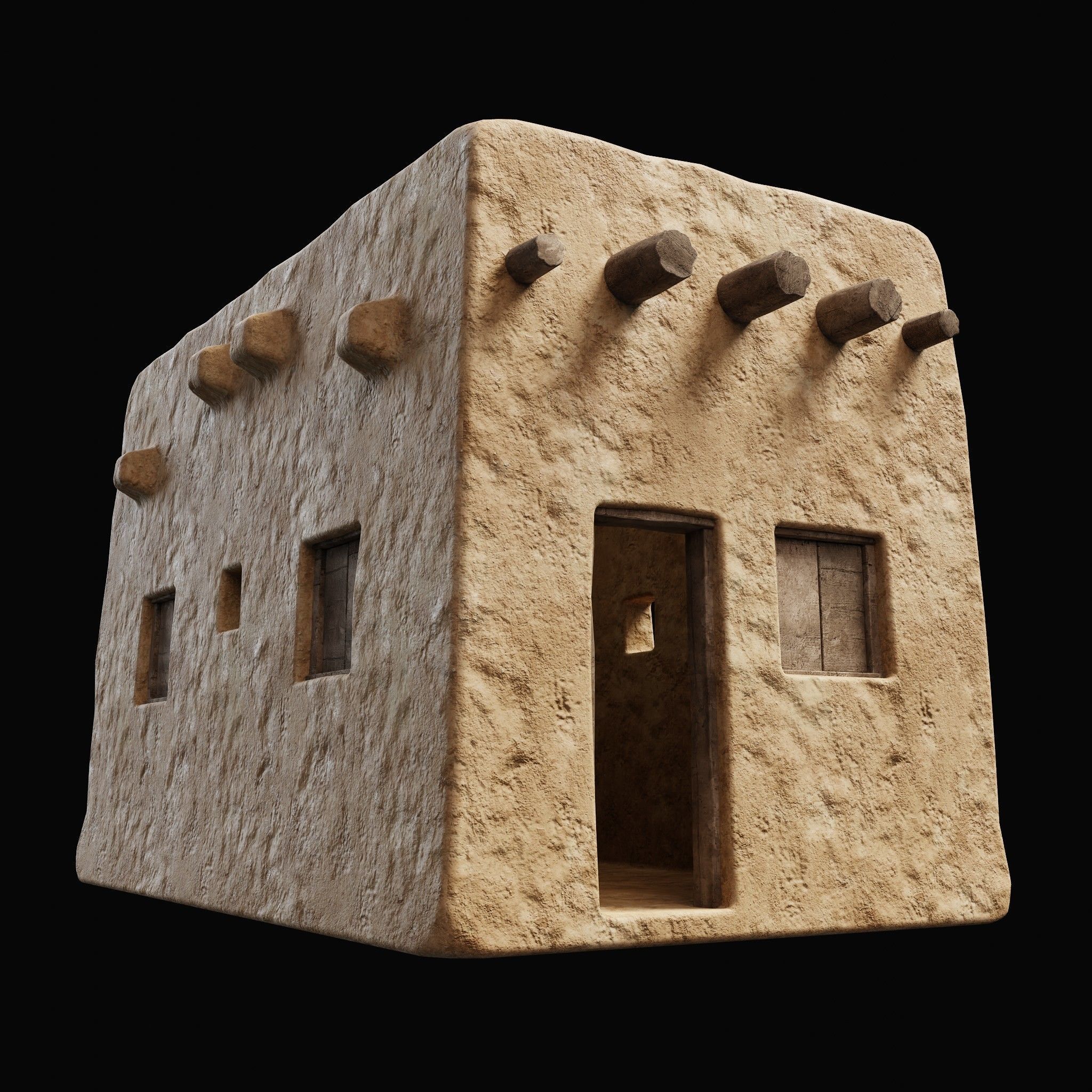 ANCIENT GENERIC CLAY HOUSES BUILDING DESERT EGYPT AAA COLLECTION Low-poly 3D model_3