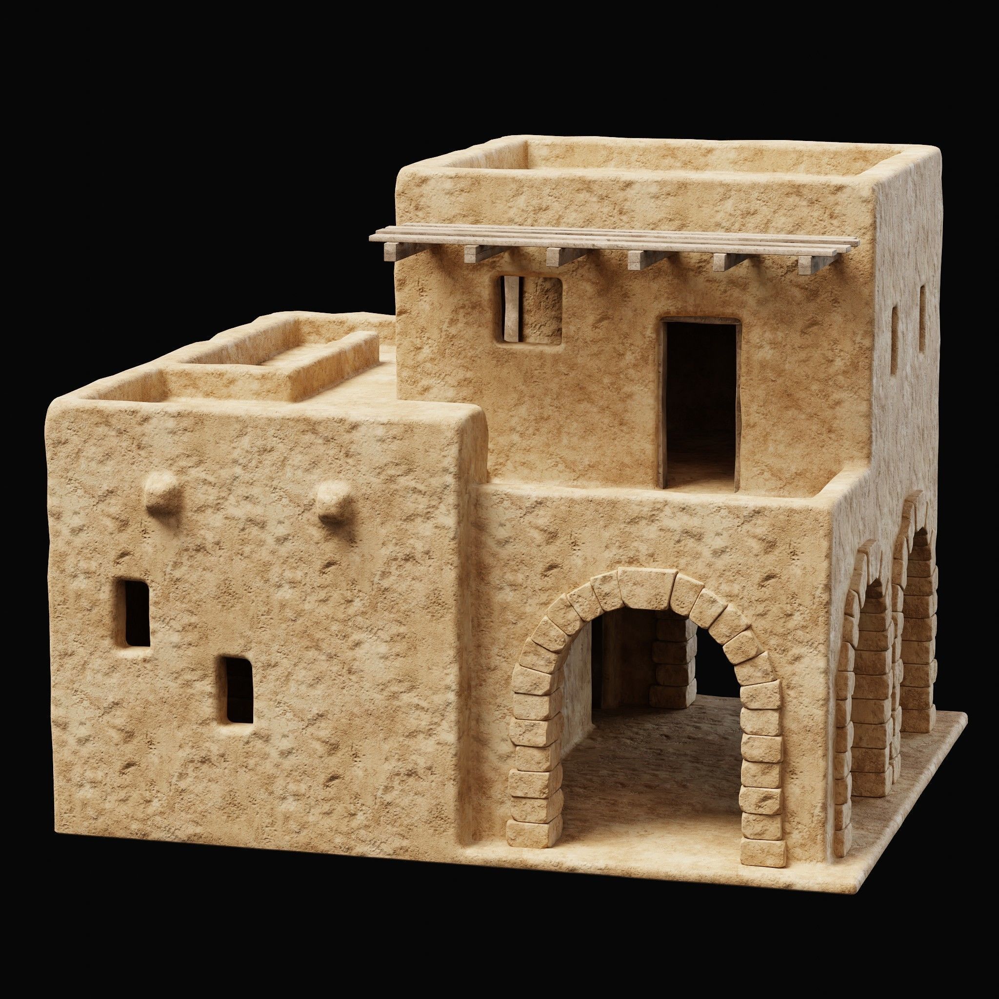 ANCIENT GENERIC CLAY HOUSES BUILDING DESERT EGYPT AAA COLLECTION Low-poly 3D model_25