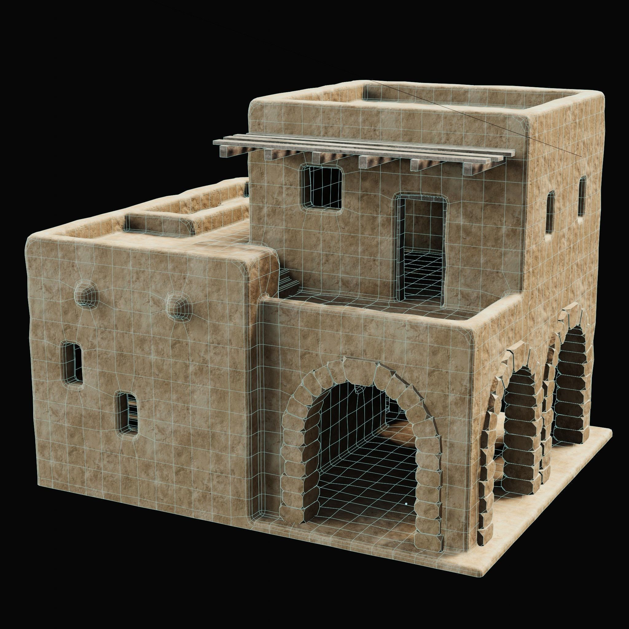 ANCIENT GENERIC CLAY HOUSES BUILDING DESERT EGYPT AAA COLLECTION Low-poly 3D model_28