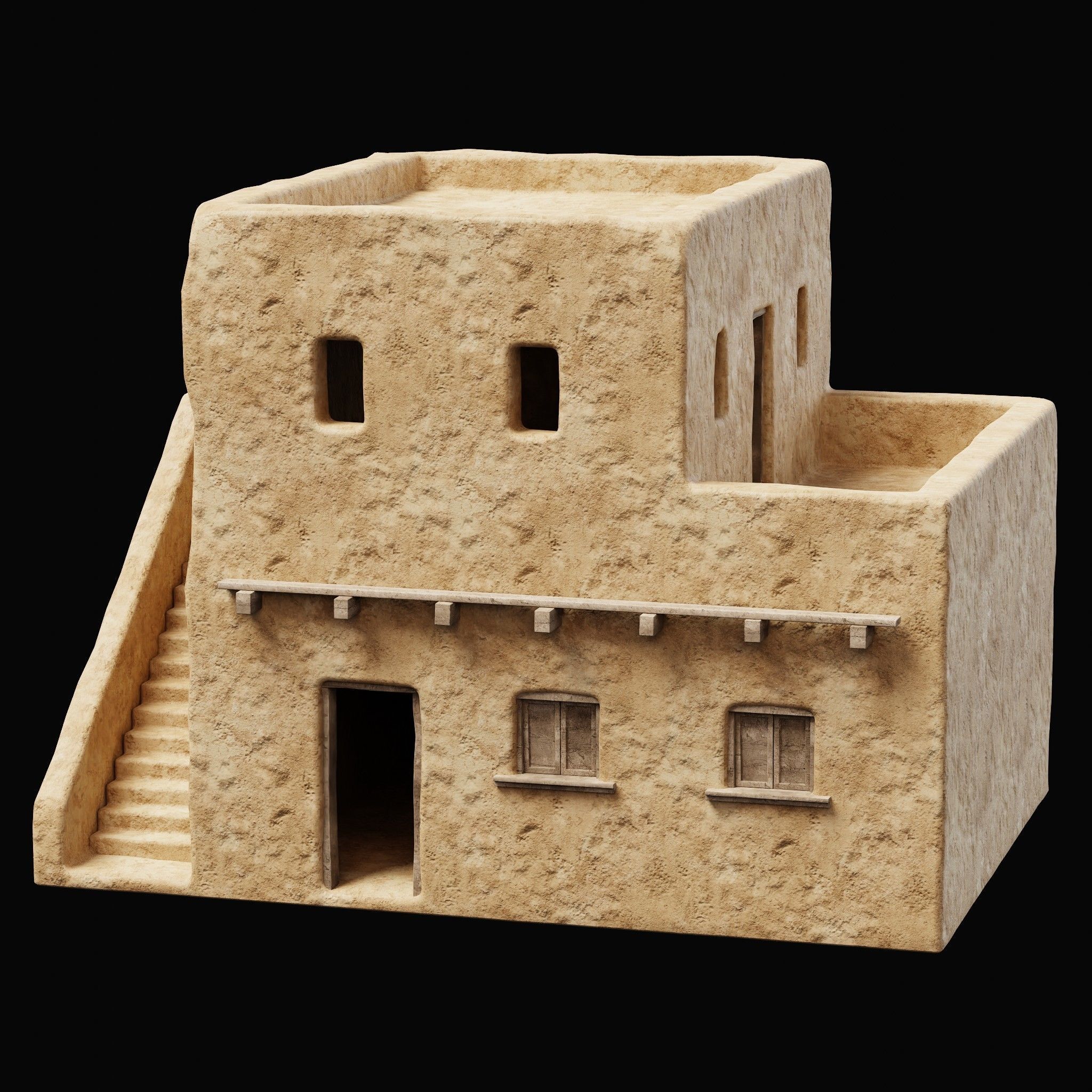 ANCIENT GENERIC CLAY HOUSES BUILDING DESERT EGYPT AAA COLLECTION Low-poly 3D model_13