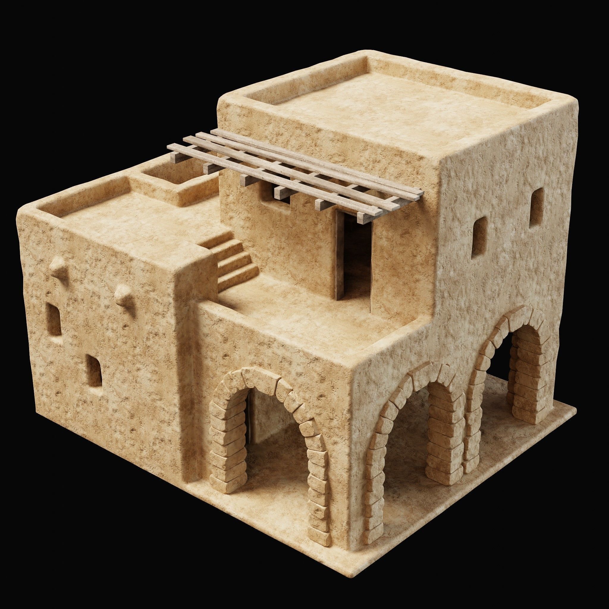 ANCIENT GENERIC CLAY HOUSES BUILDING DESERT EGYPT AAA COLLECTION Low-poly 3D model_26