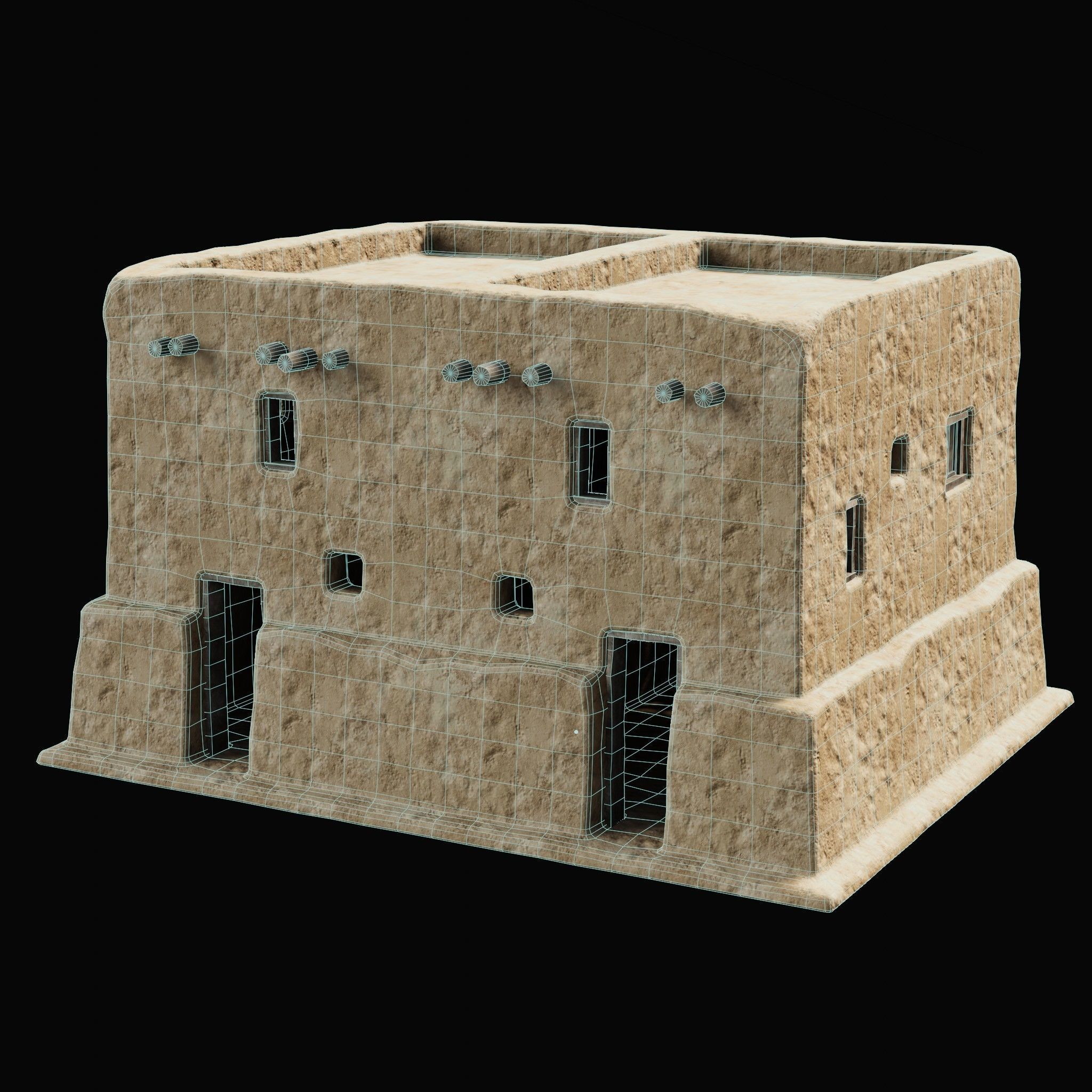ANCIENT GENERIC CLAY HOUSES BUILDING DESERT EGYPT AAA COLLECTION Low-poly 3D model_8