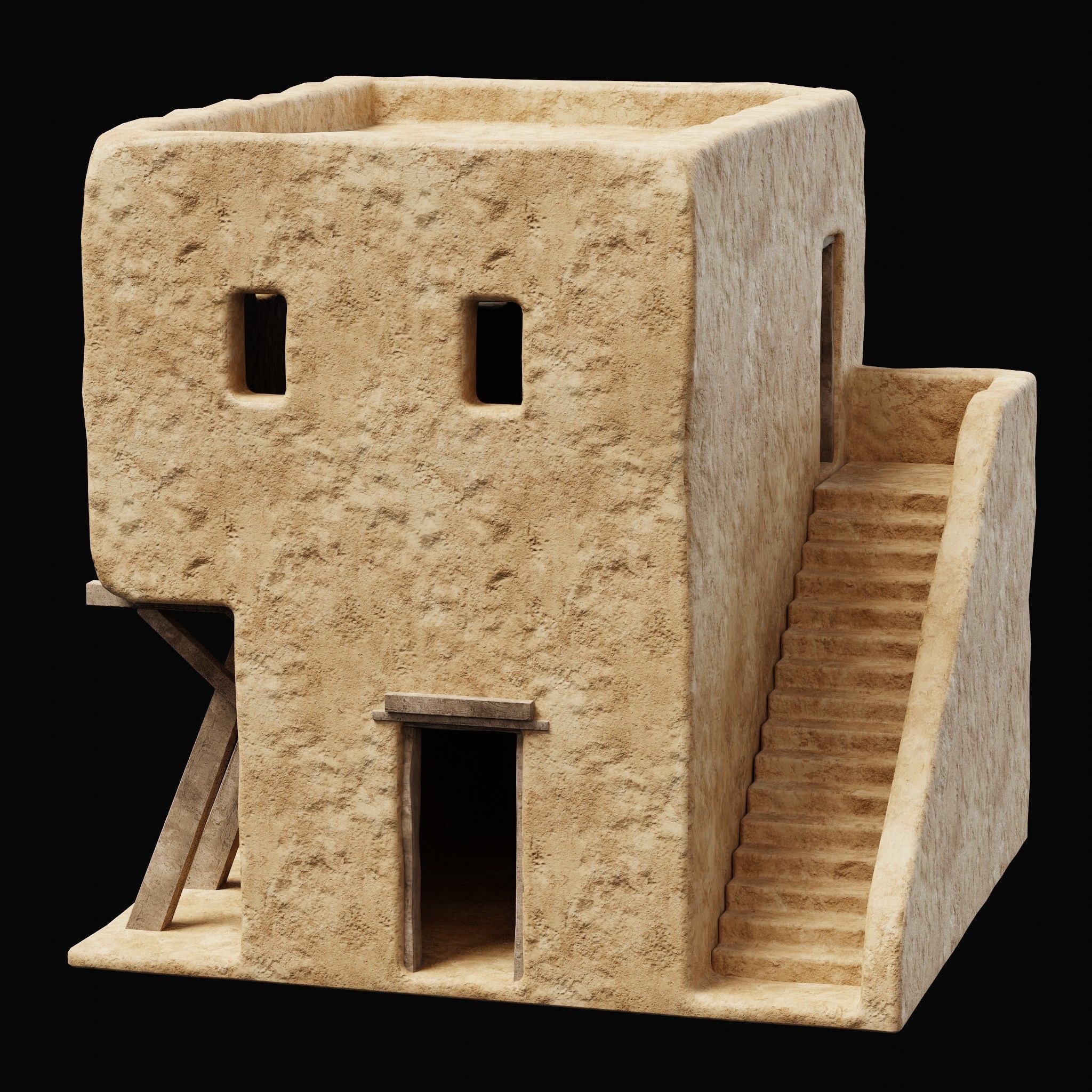 ANCIENT GENERIC CLAY HOUSES BUILDING DESERT EGYPT AAA COLLECTION Low-poly 3D model_9