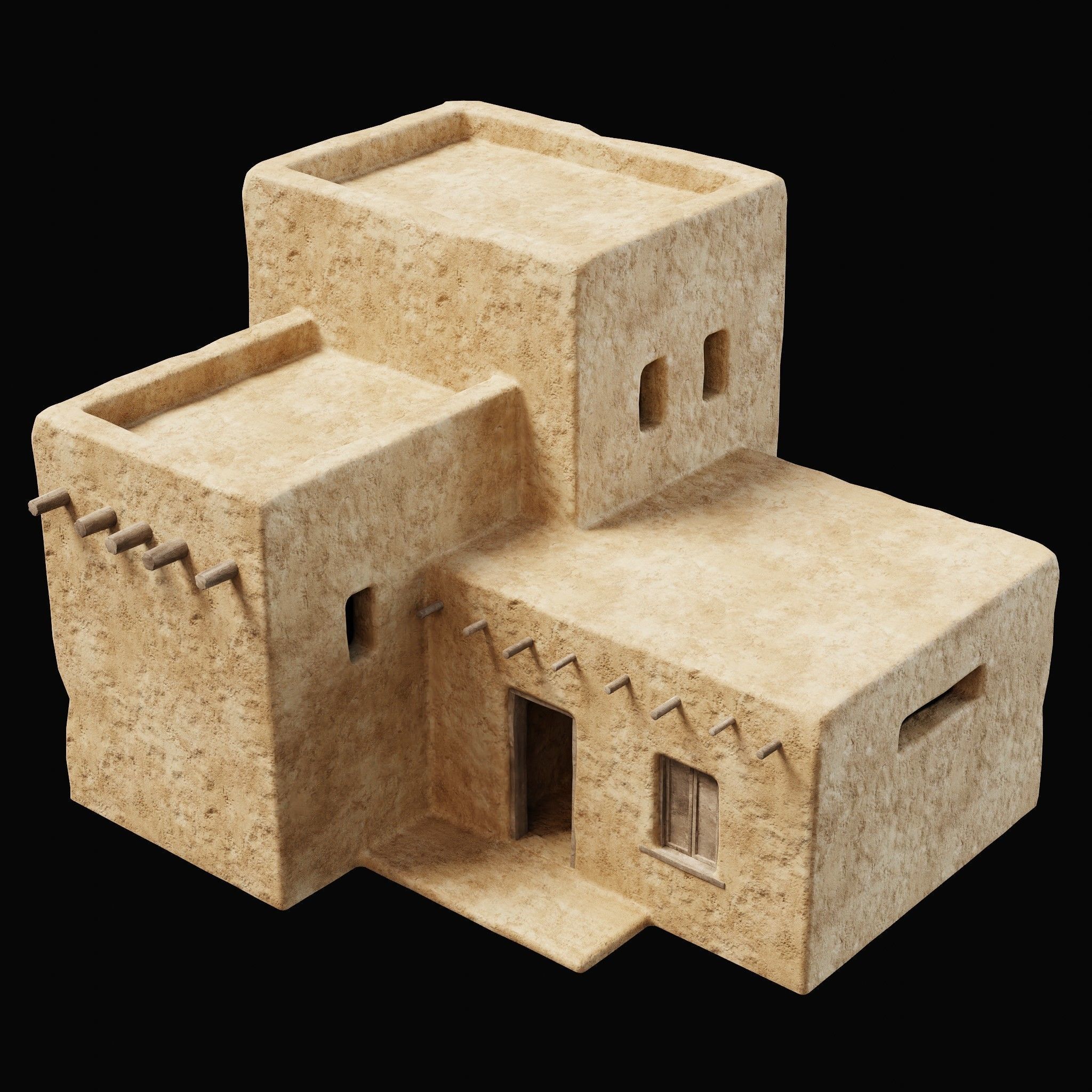 ANCIENT GENERIC CLAY HOUSES BUILDING DESERT EGYPT AAA COLLECTION Low-poly 3D model_18