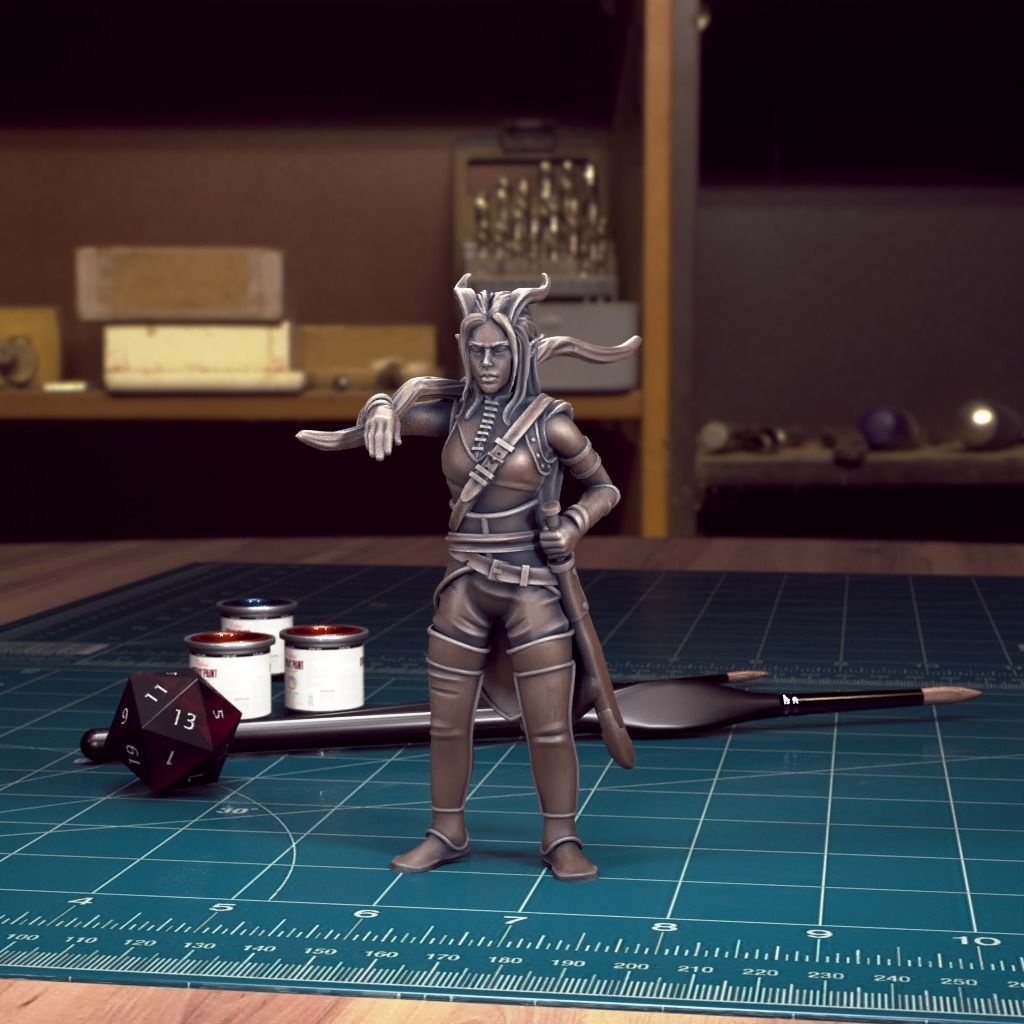 DnD Heroes - Tiefing Ranger Female - Pre-Supported 3D print model_1