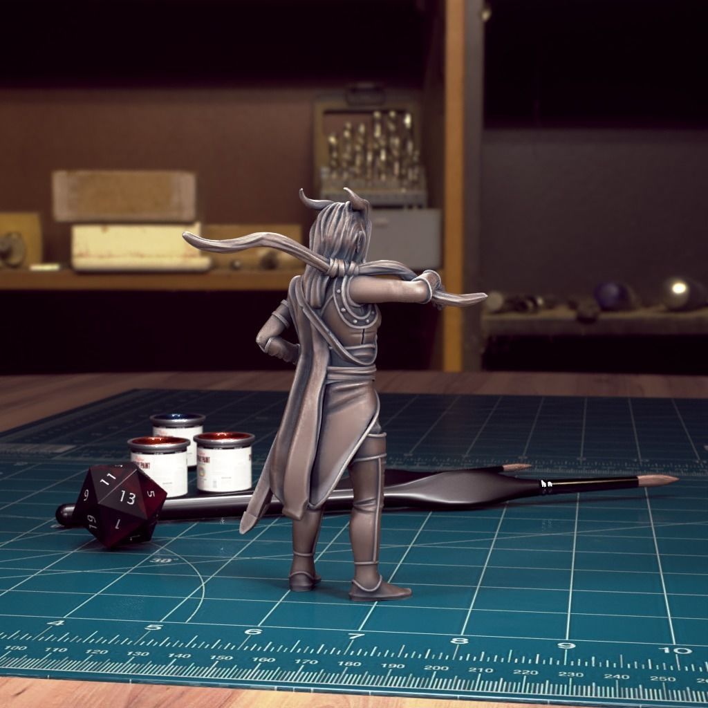 DnD Heroes - Tiefing Ranger Female - Pre-Supported 3D print model_3
