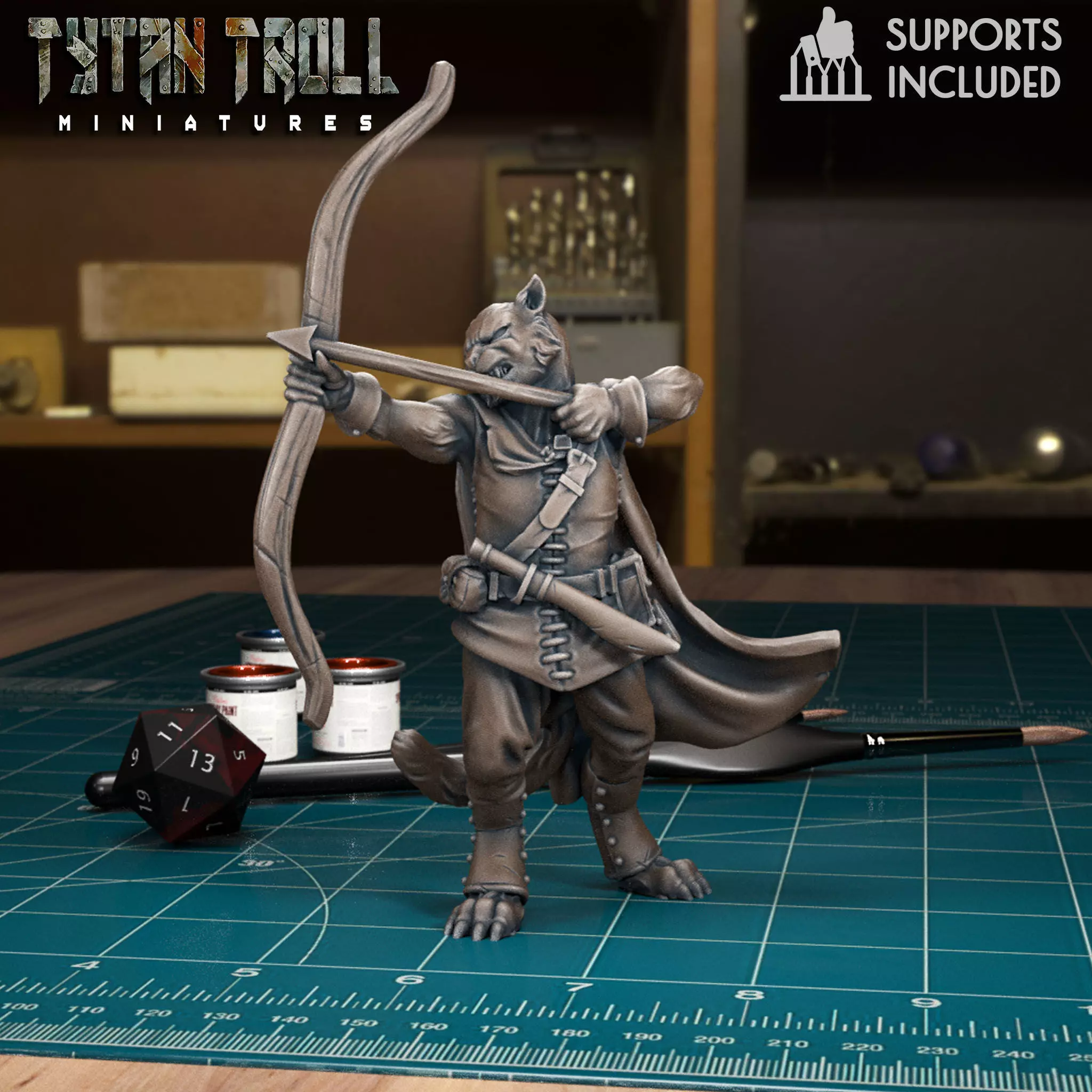 DnD Heroes - Tabaxi Ranger Male - Pre-Supported 3D print model