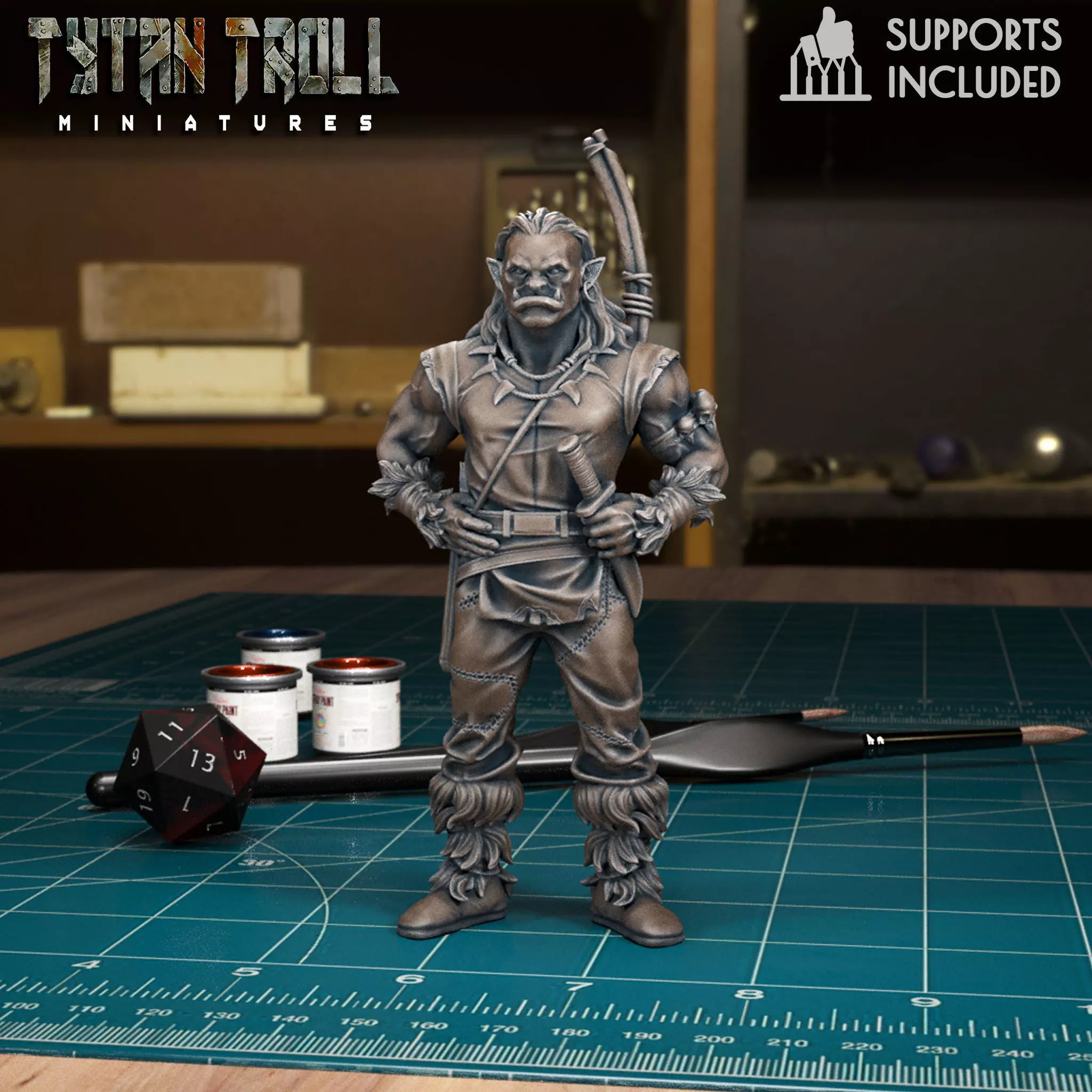 DnD Heroes - Orc Ranger Male - Pre-Supported 3D print model_0