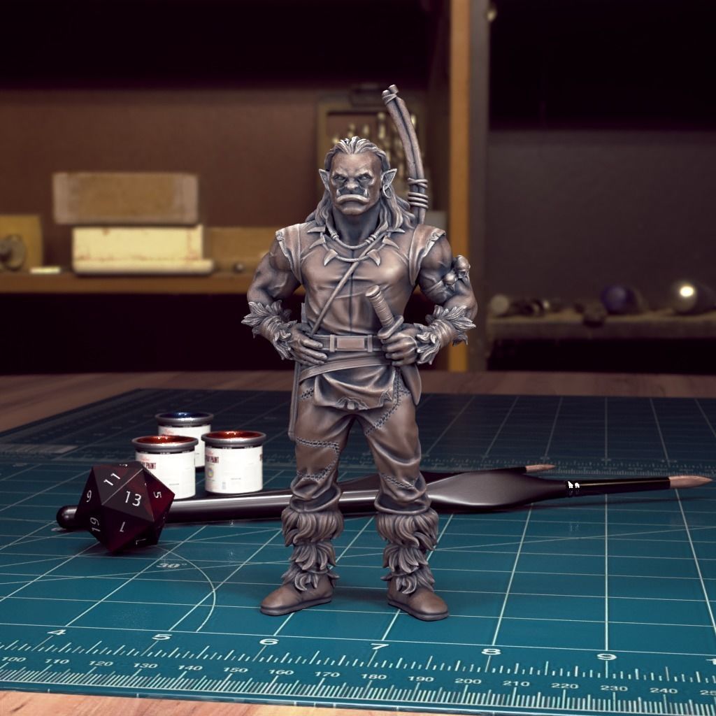 DnD Heroes - Orc Ranger Male - Pre-Supported 3D print model_1