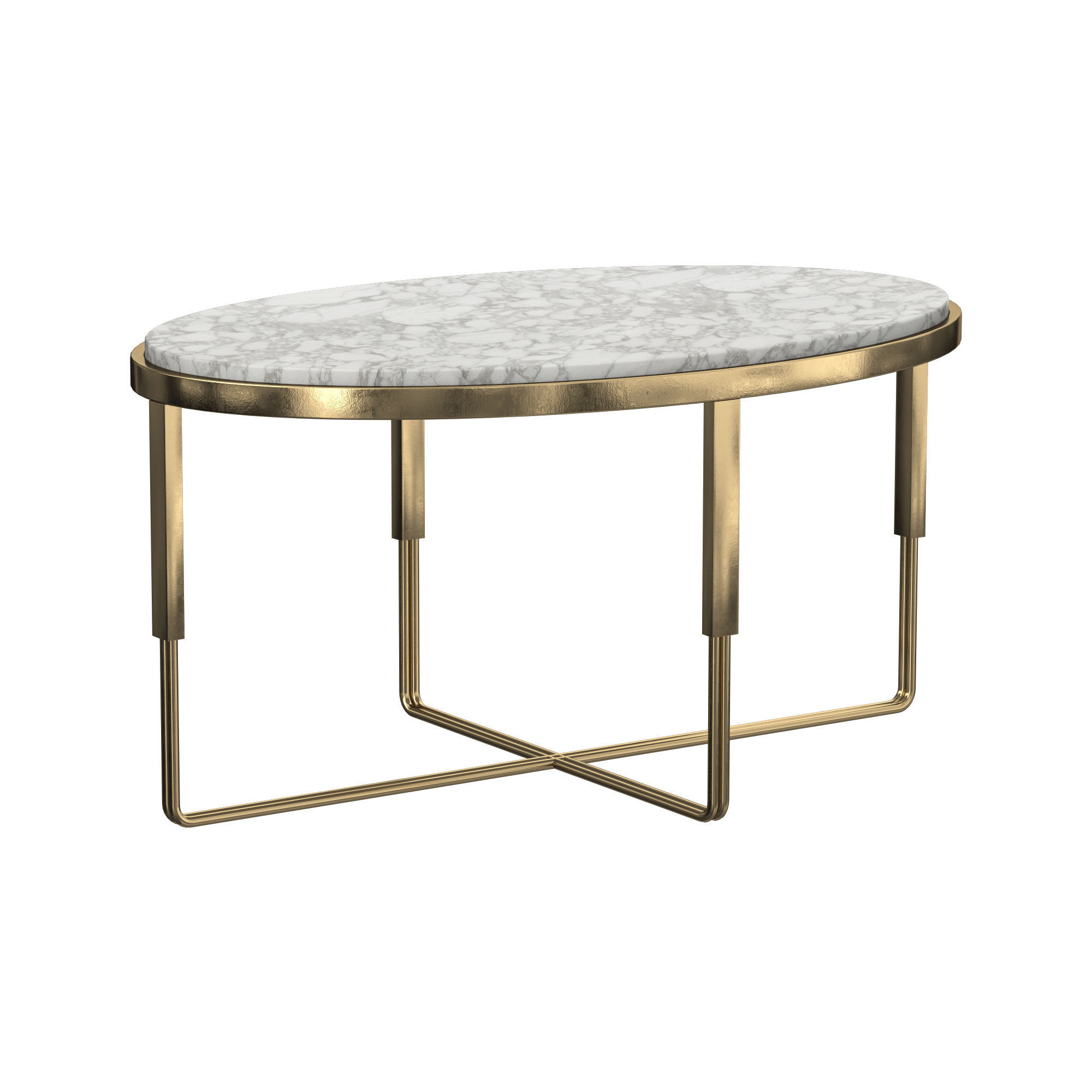 Oval marble coffee table 3D model_1