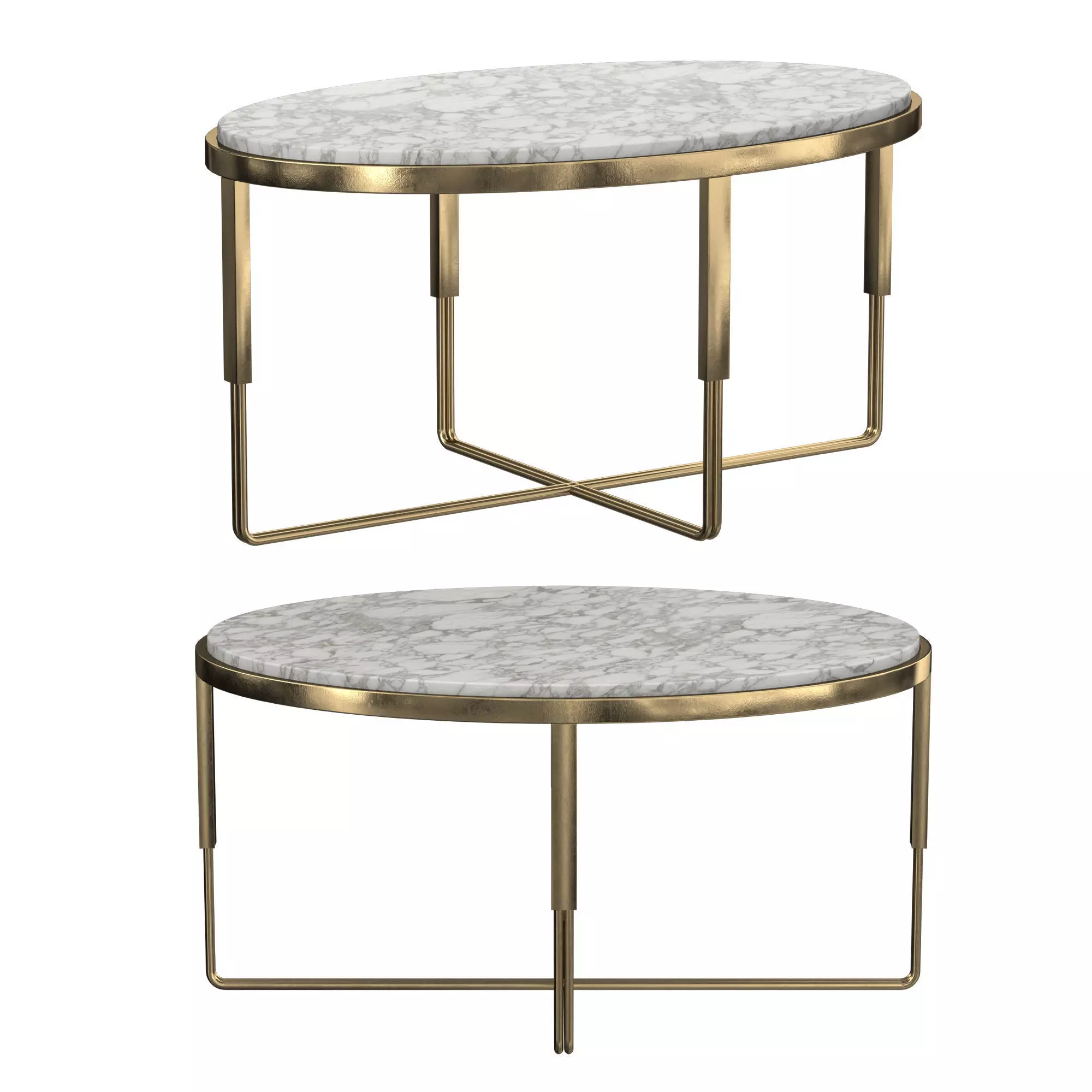 Oval marble coffee table 3D model_0