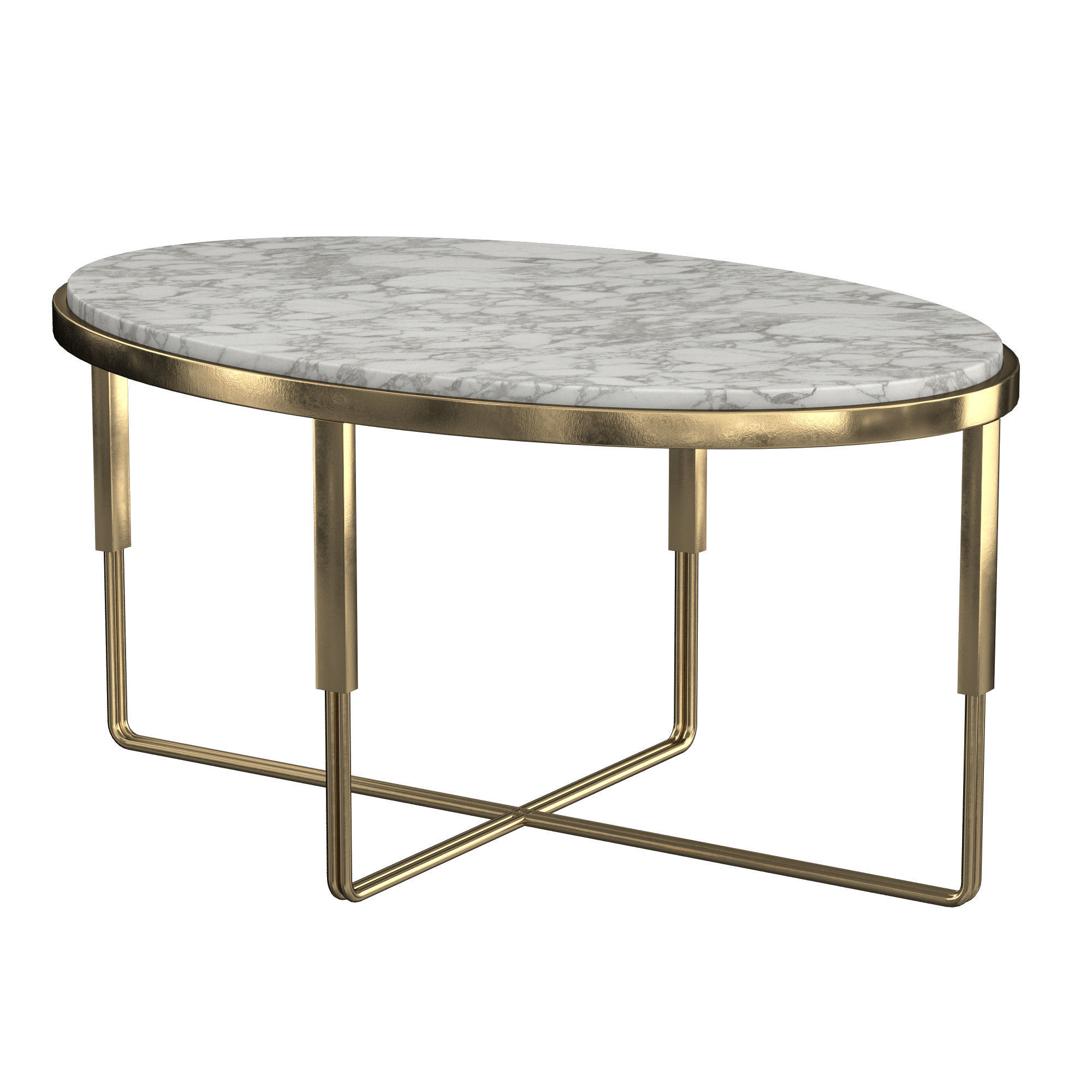 Oval marble coffee table 3D model_3