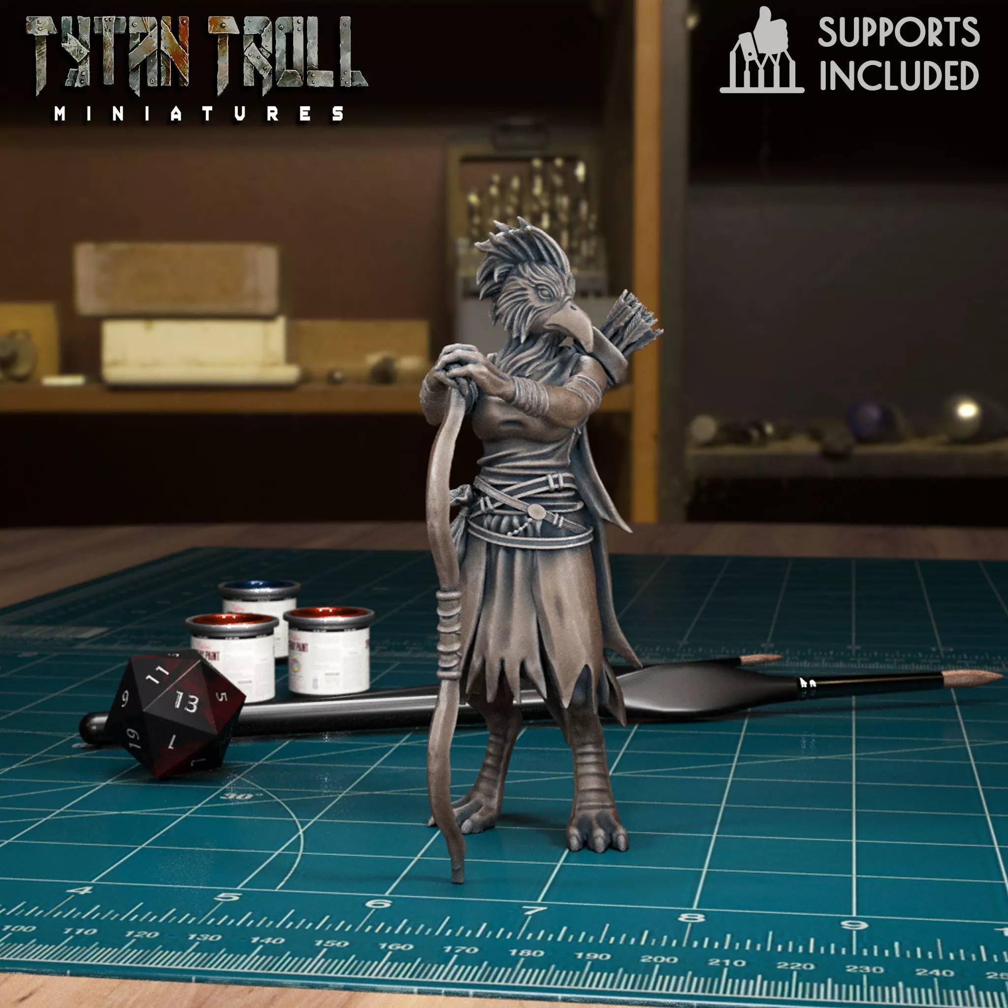 DnD Heroes - Kenku Ranger Female - Pre-Supported  3D print model_0
