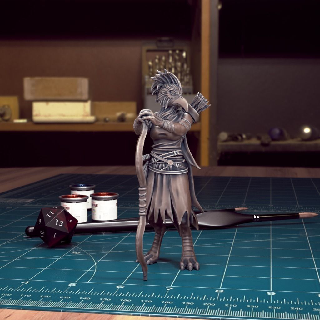 DnD Heroes - Kenku Ranger Female - Pre-Supported  3D print model_1