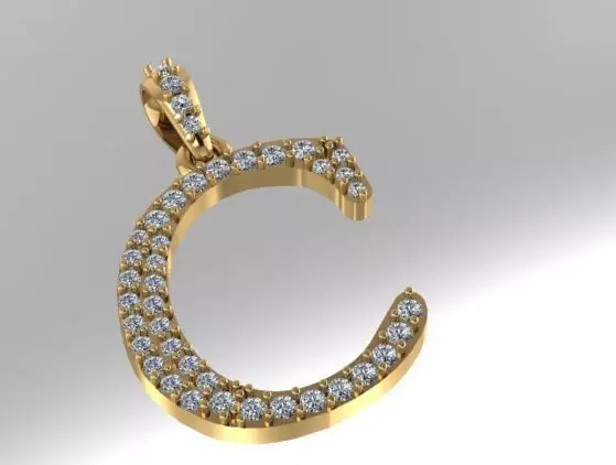 C letter necklace 3dm Free 3D print model