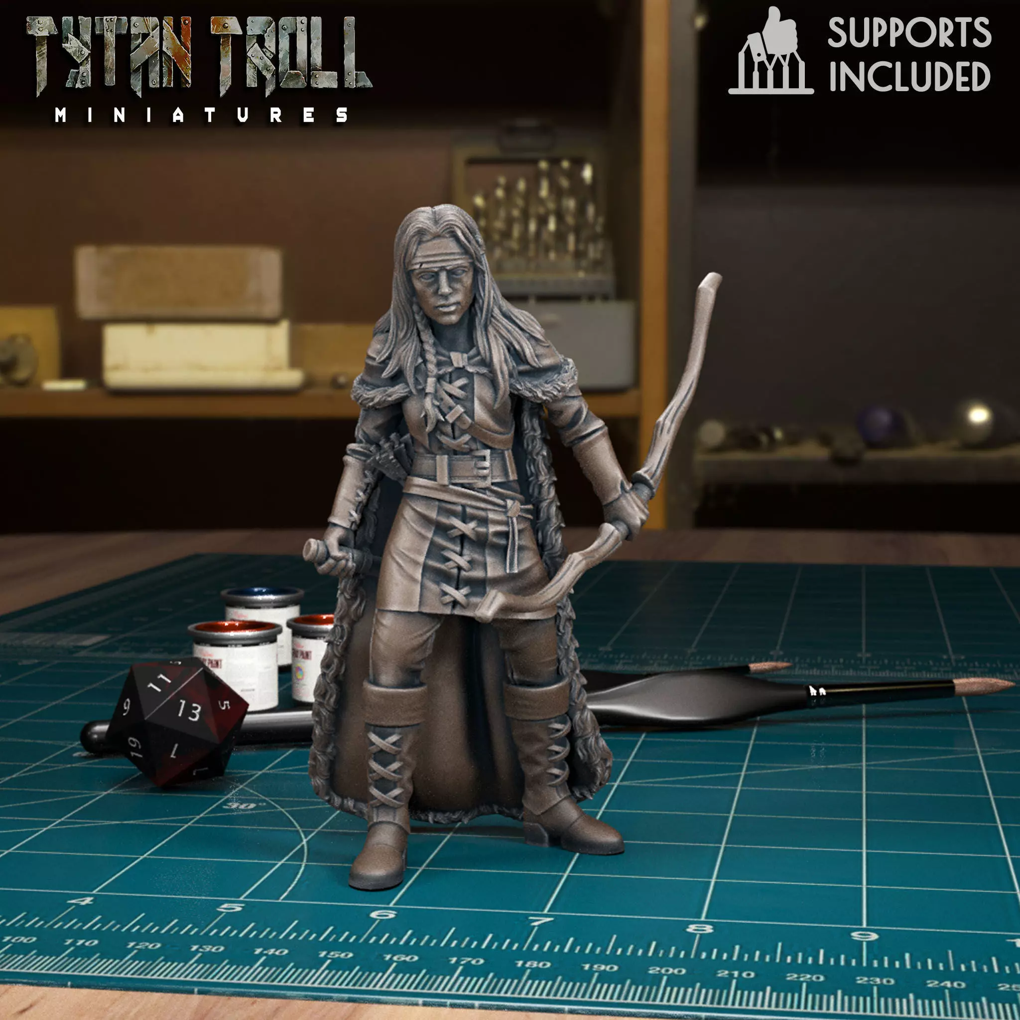 DnD Heroes - Human Ranger Female - Pre-Supported 3D print model
