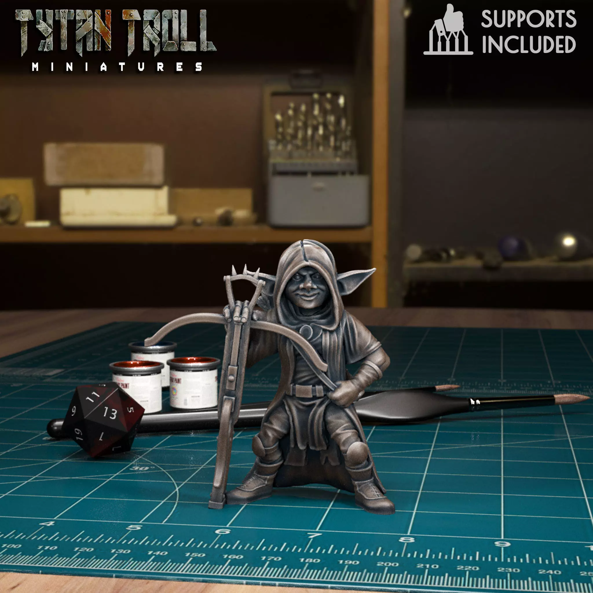 DnD Heroes - Goblin Ranger Female - Pre-Supported 3D print model