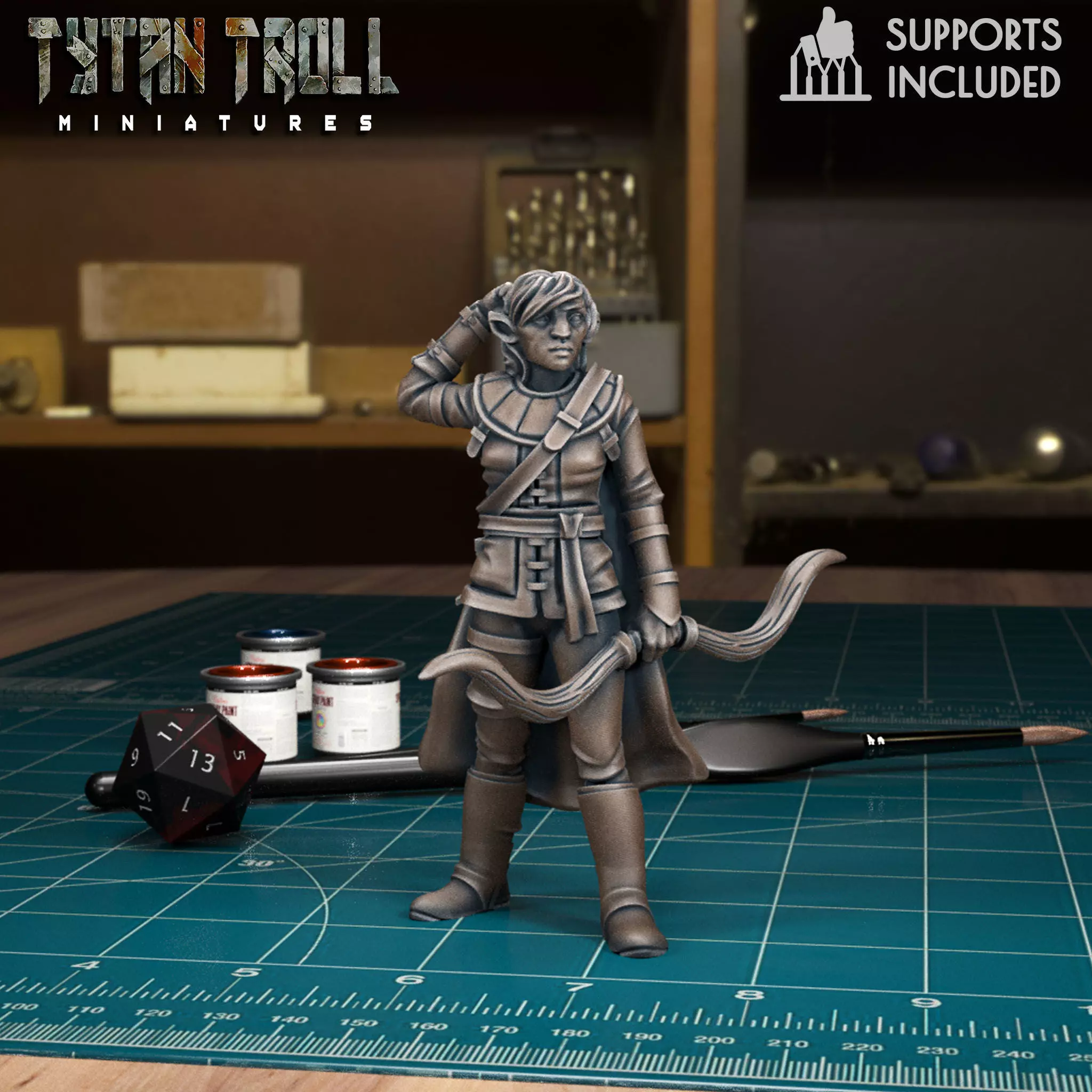 DnD Heroes - Firbolg Ranger Female - Pre-Supported  3D print model_0