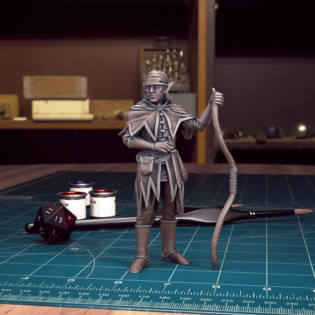 DnD Heroes - Elf Ranger Male - Pre-Supported  3D print model_1