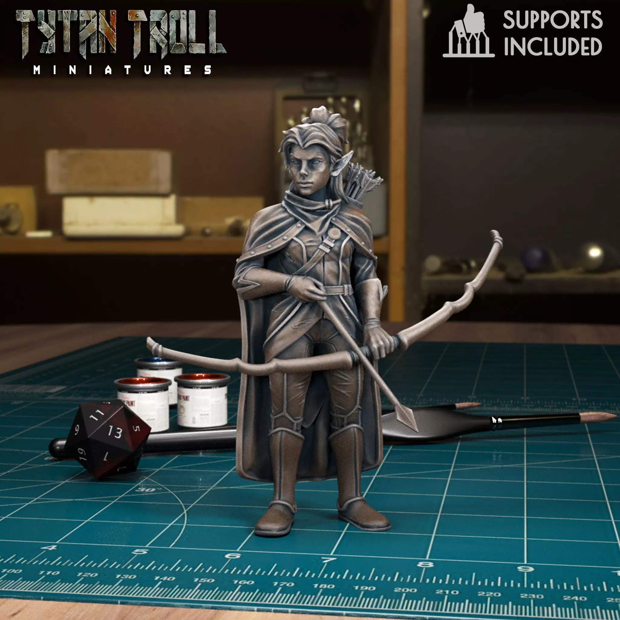 DnD Heroes - Elf Ranger Female - Pre-Supported 3D print model