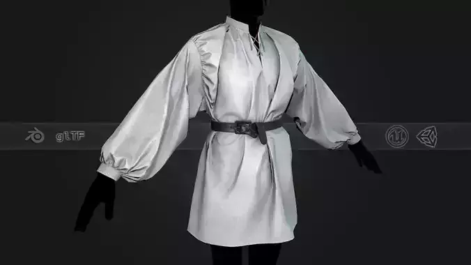 White Medieval Shirt  Low-poly 3D model