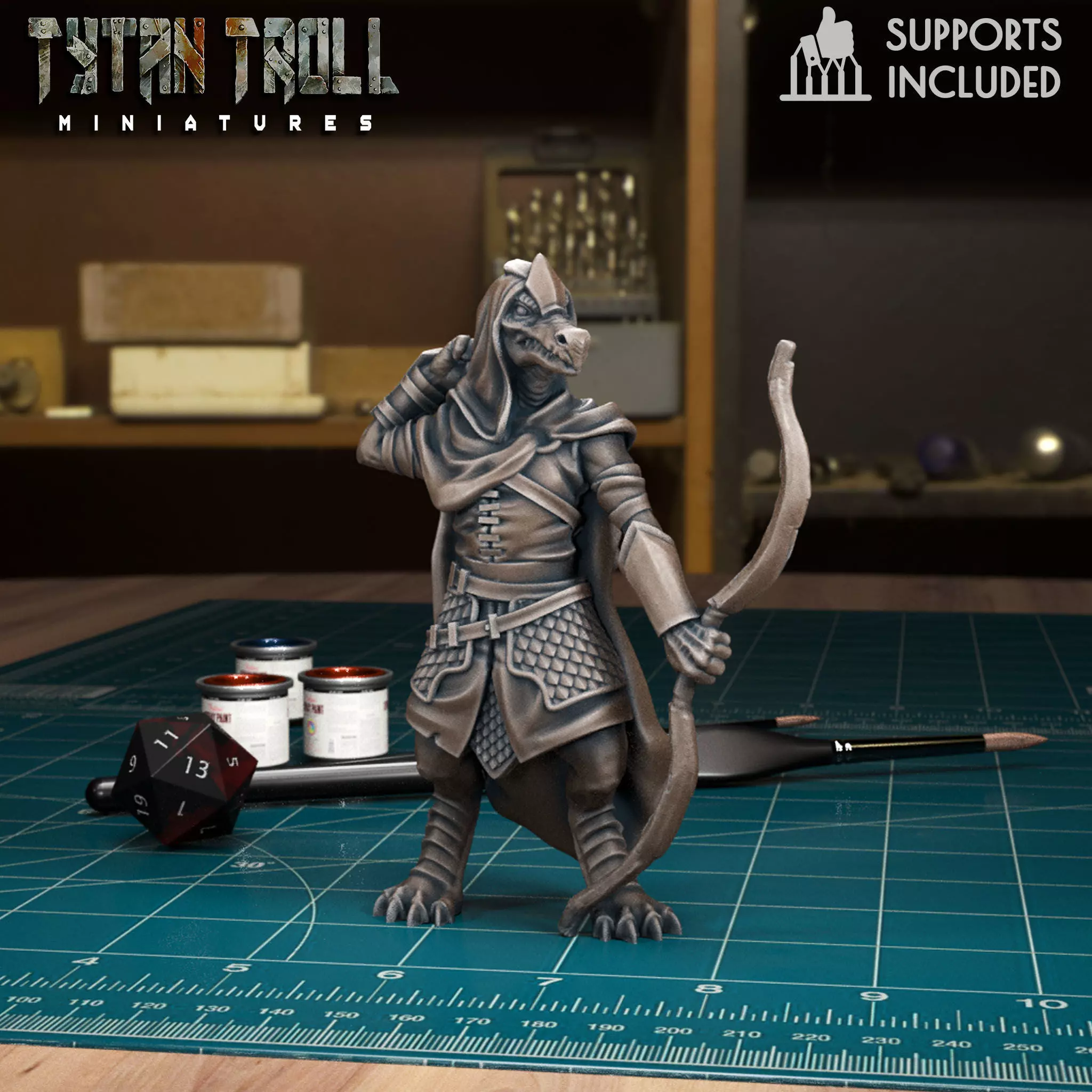 DnD Heroes - Dragonborn Ranger Female - Pre-Supported  3D print model_0