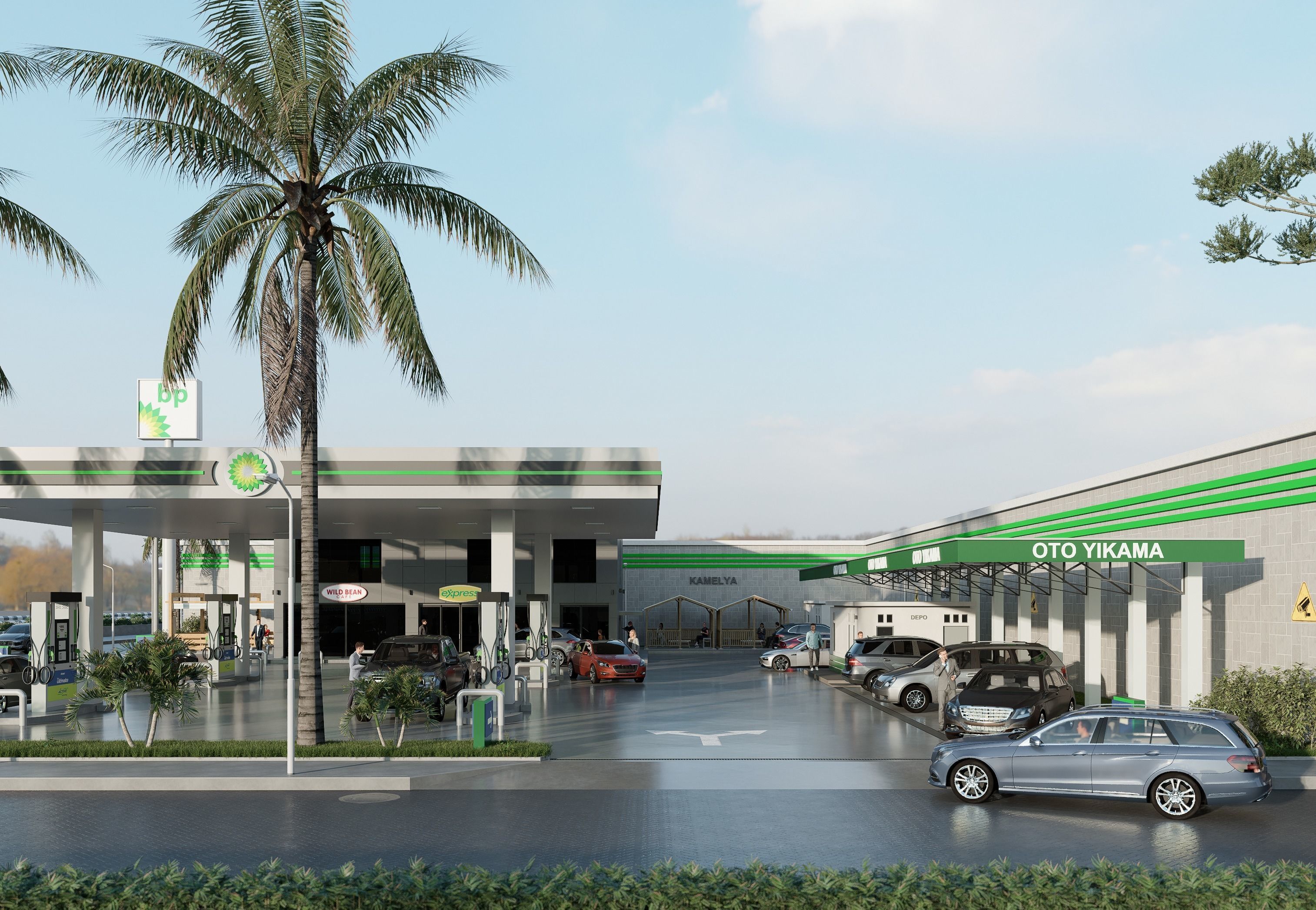 DETAILED GAS STATION FUEL STATION 3D model_3