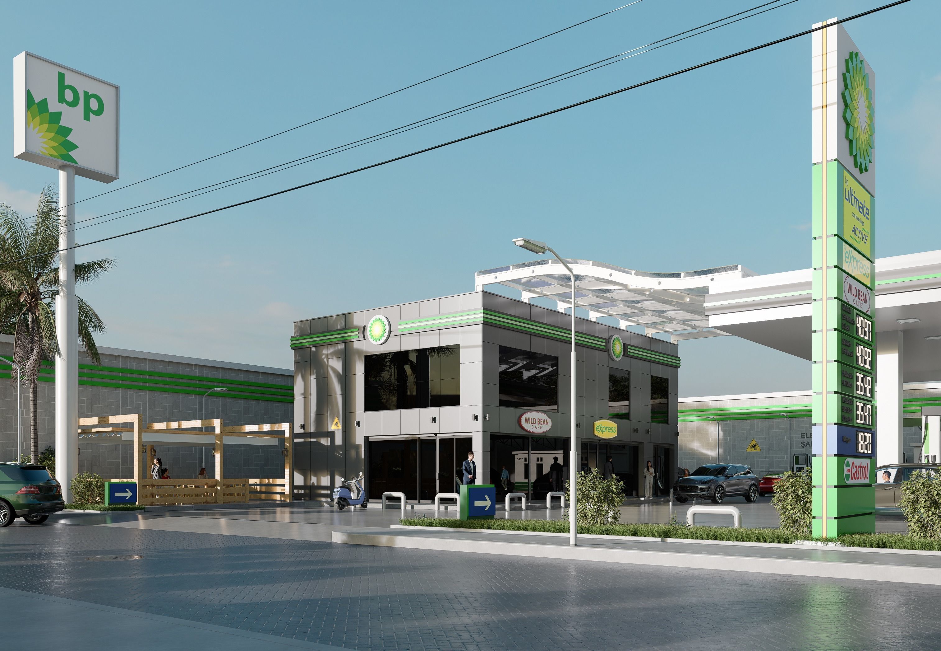 DETAILED GAS STATION FUEL STATION 3D model_2