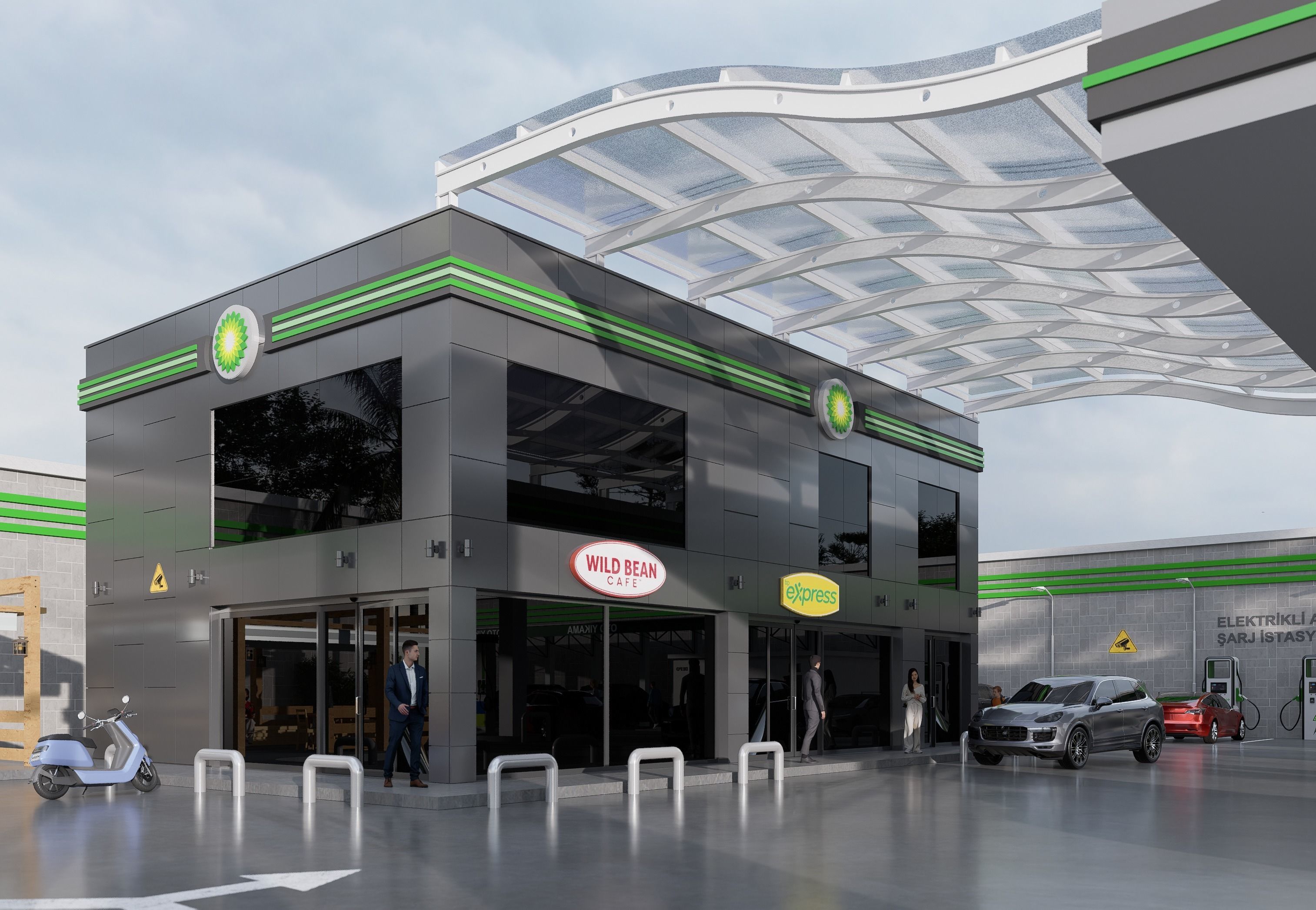 DETAILED GAS STATION FUEL STATION 3D model_4