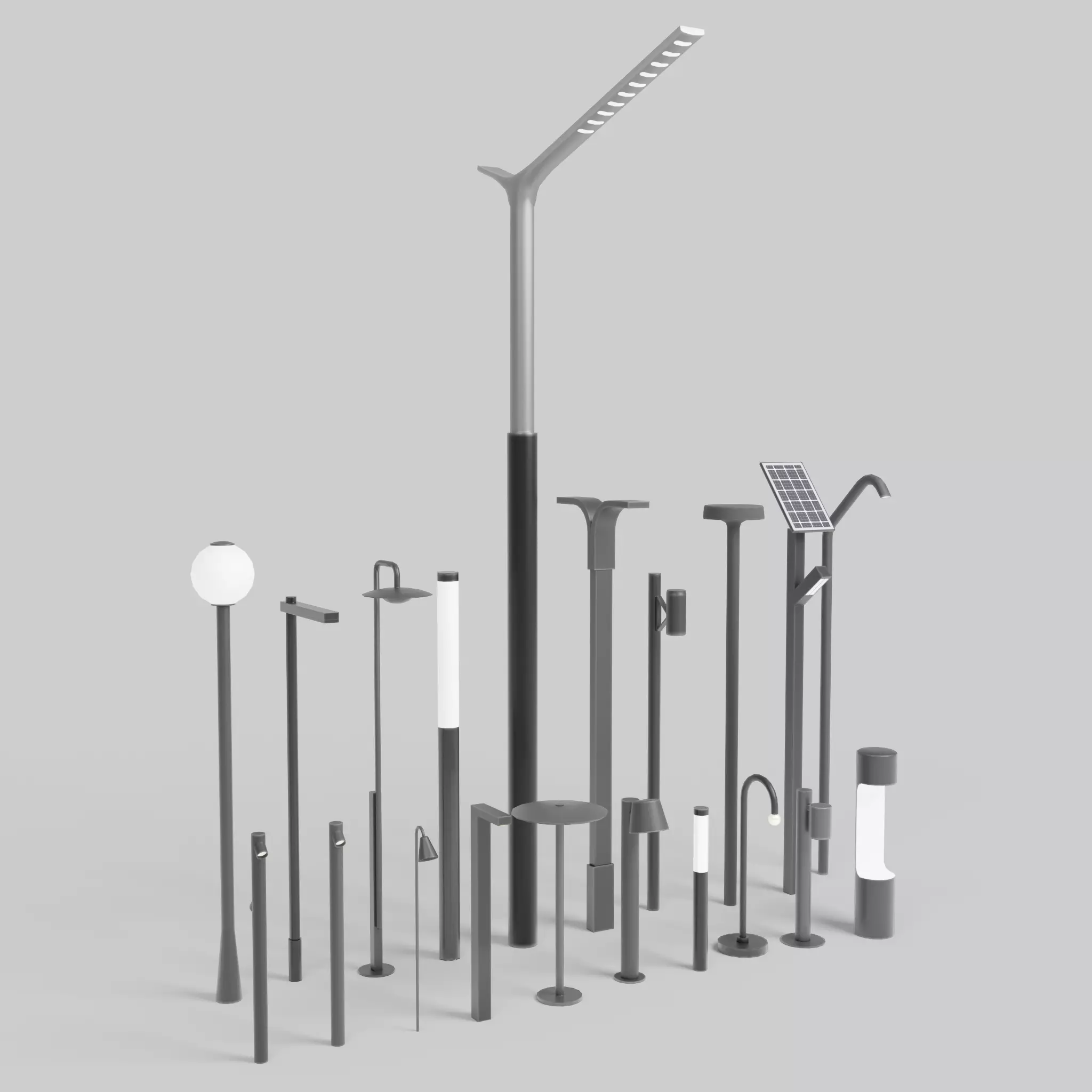 Pack Of Modern Street Lamps Free low-poly 3D model