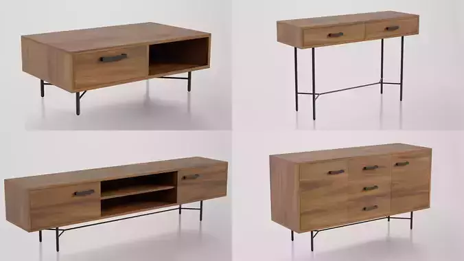 Living Room Set 3D Model Collection