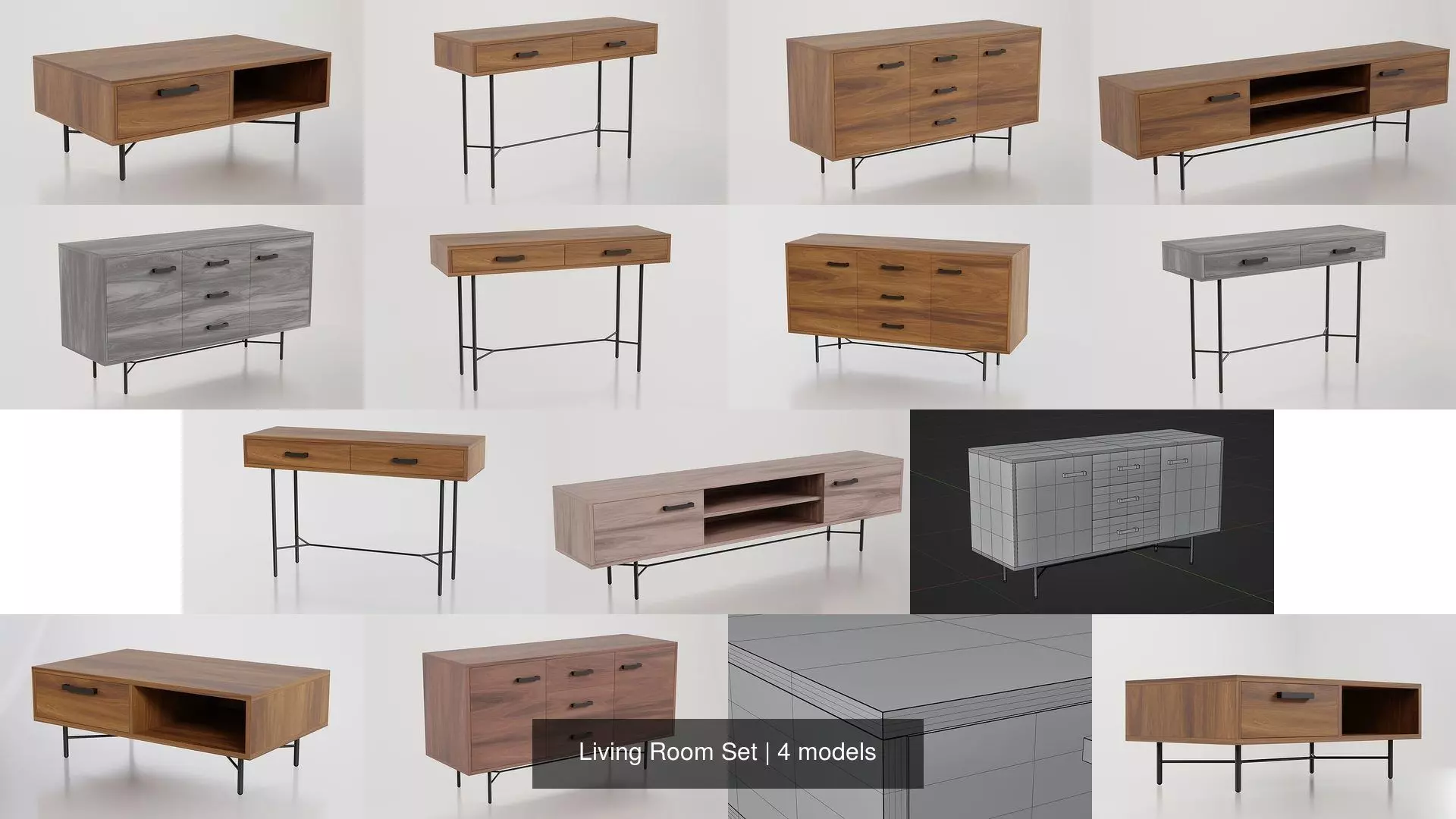 Living Room Set 3D Model Collection_5