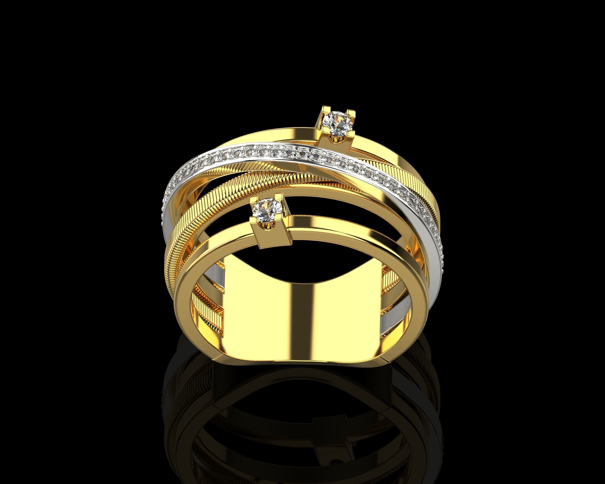 Ring with Diamonds N139 3D print model_1